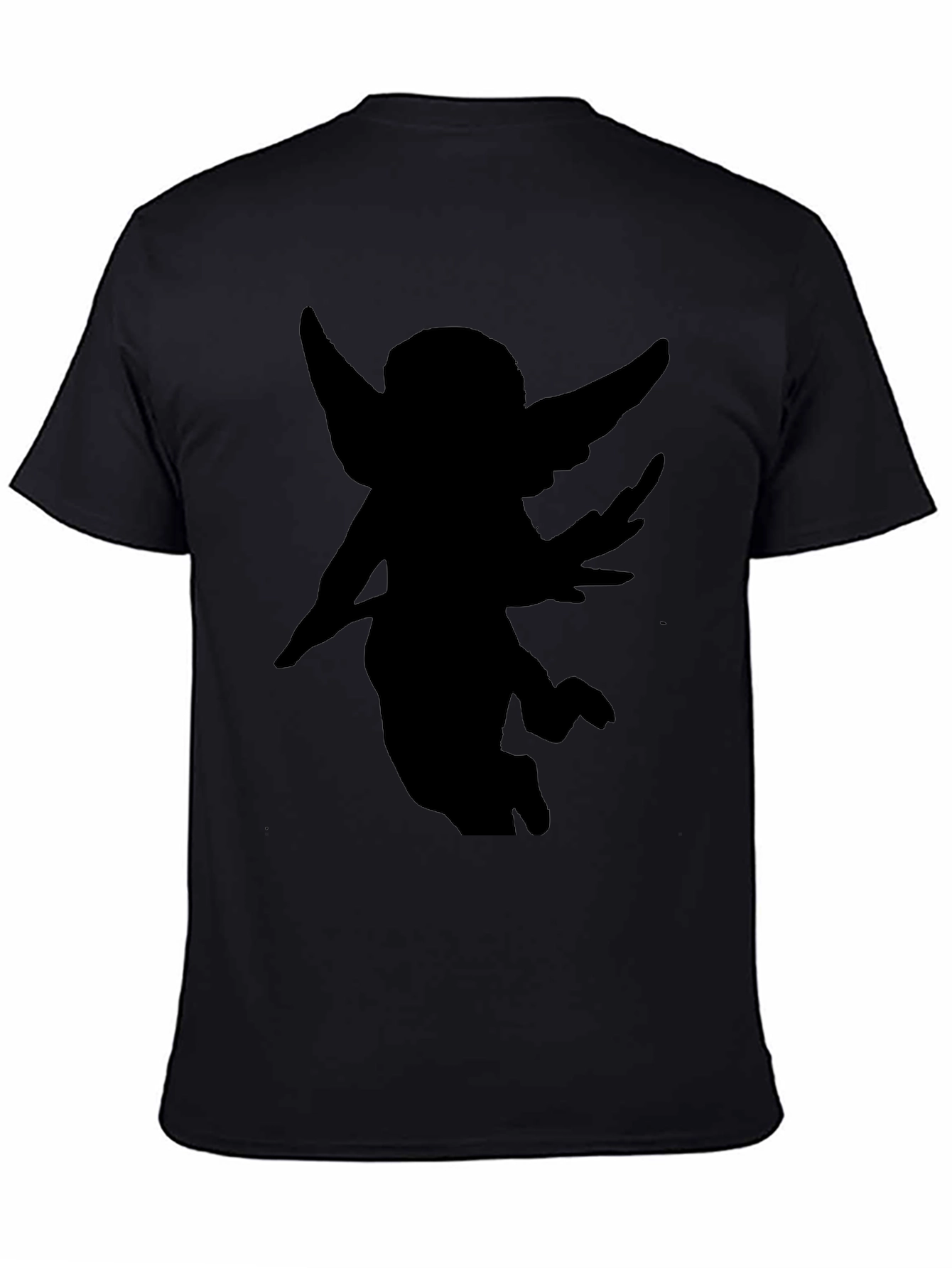 Black Angel Silhouette Black T-Shirt view 4