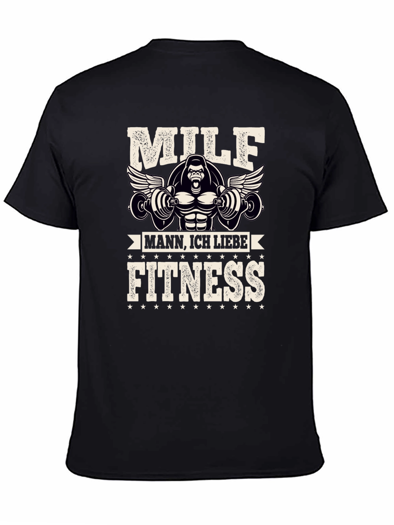Black Milf Mann Fitness Gorilla Black Graphic Tee view 4