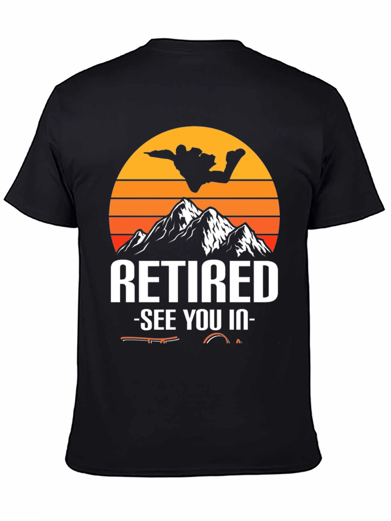 Black Retired Fishing Graphic T-Shirt view 4