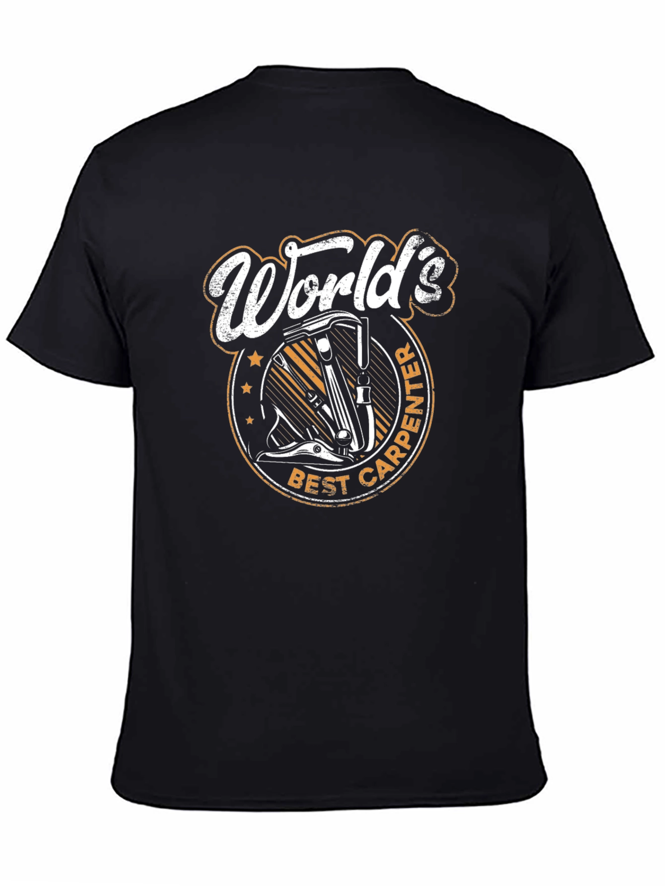 Black World's Best Carpenter T-Shirt - Black, Crew Neck view 4
