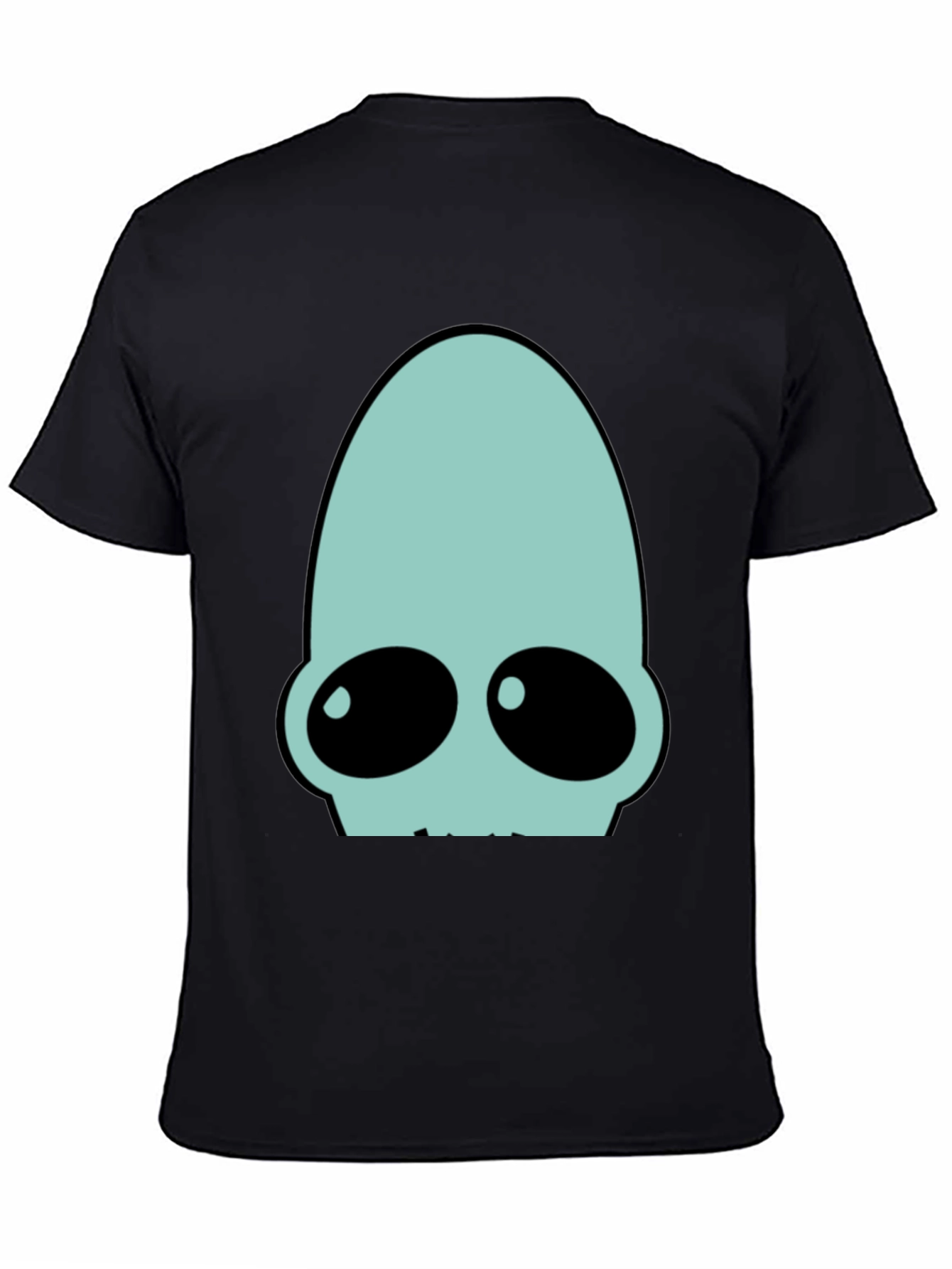 Black Futuristic Alien Head Graphic Tee - Black view 4