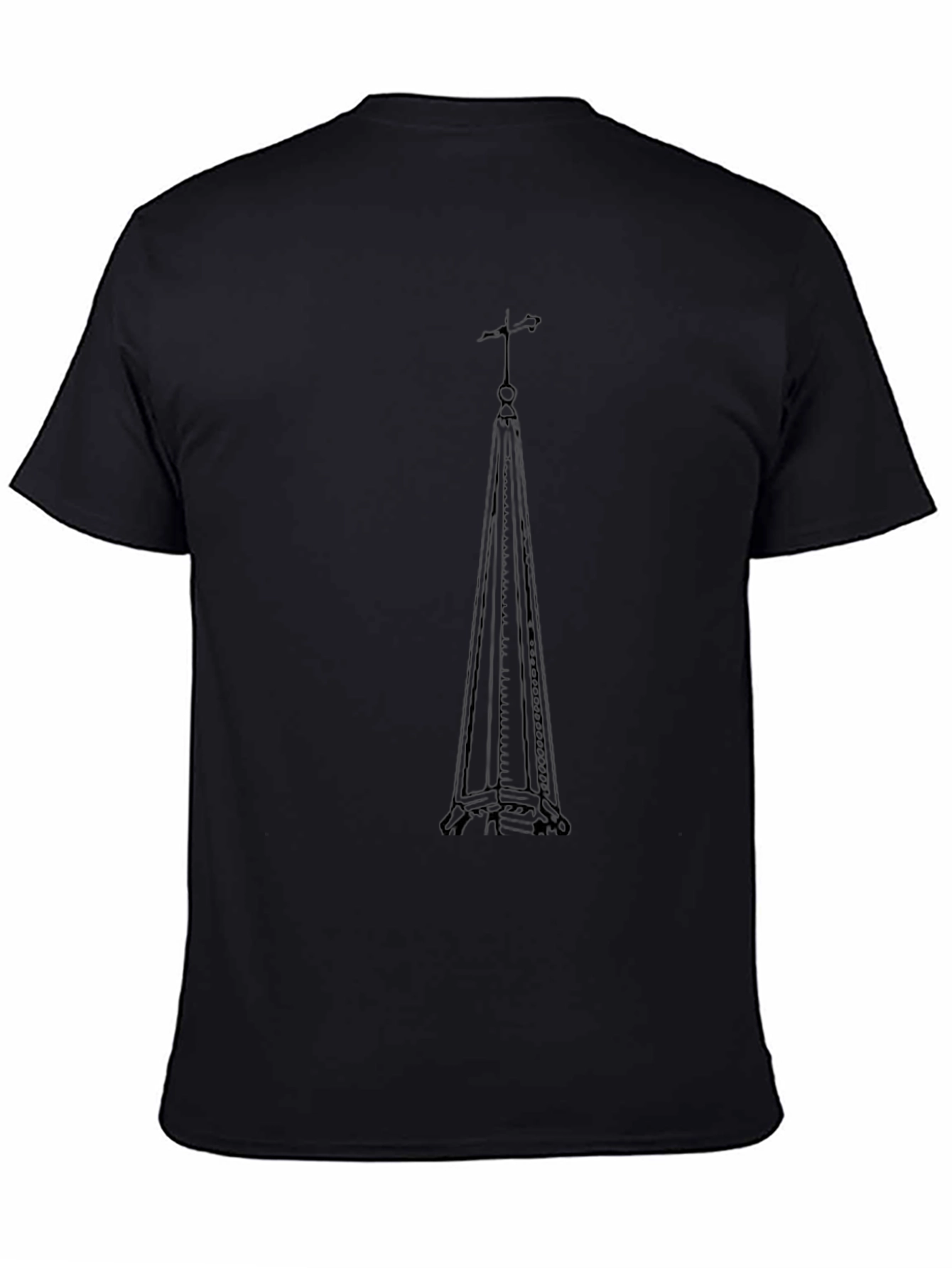 Black Eiffel Tower Silhouette Graphic Tee - Black Cotton Blend view 4