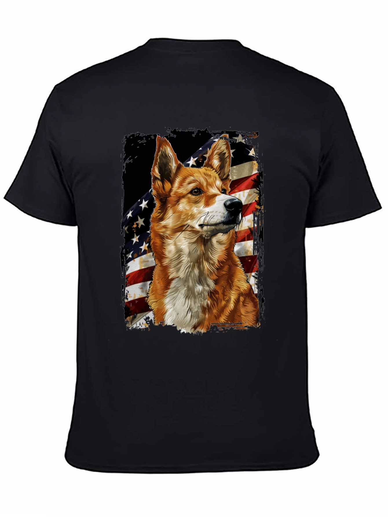 Black Patriotic Dog Graphic Tee - American Flag Design view 4