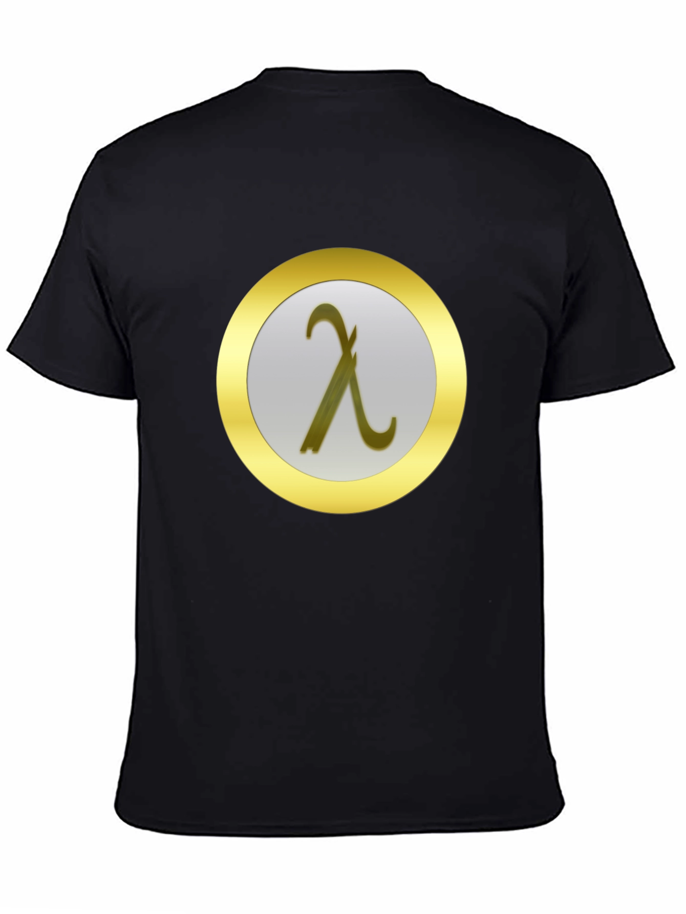 Black Lambda Symbol Graphic Tee - Black Cotton T-Shirt view 4