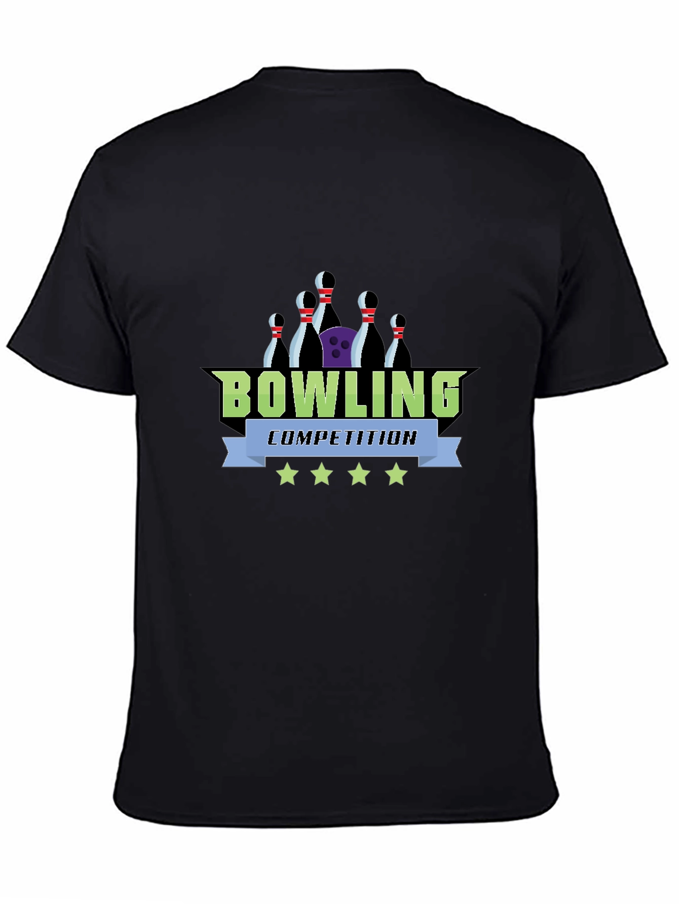 Black Bowling Competition Graphic Tee - Black Cotton view 4