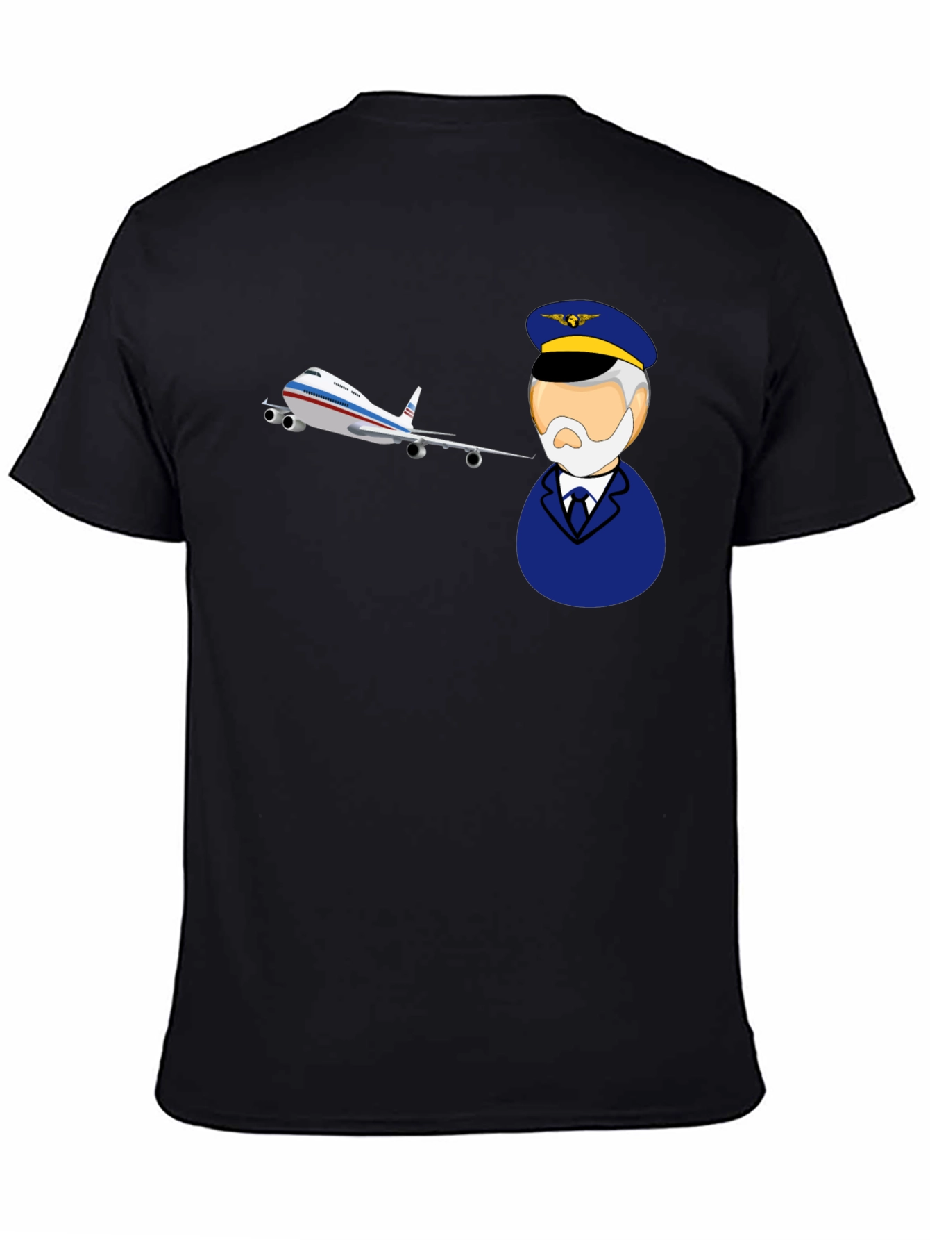 Black Pilot & Plane Graphic Tee - Aviation T-Shirt view 4