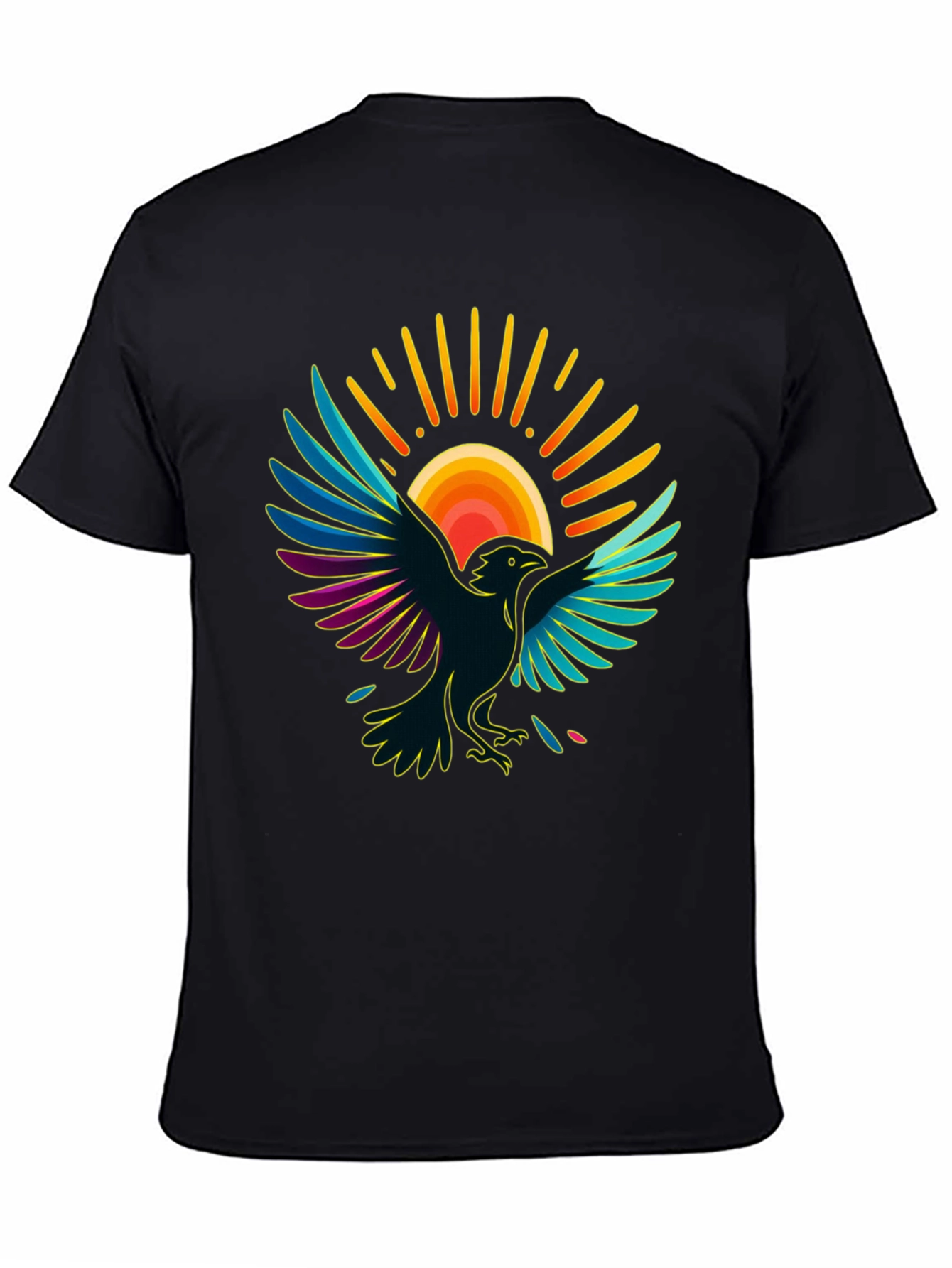 Black Raven Sun T-Shirt - Artistic Graphic Tee view 4