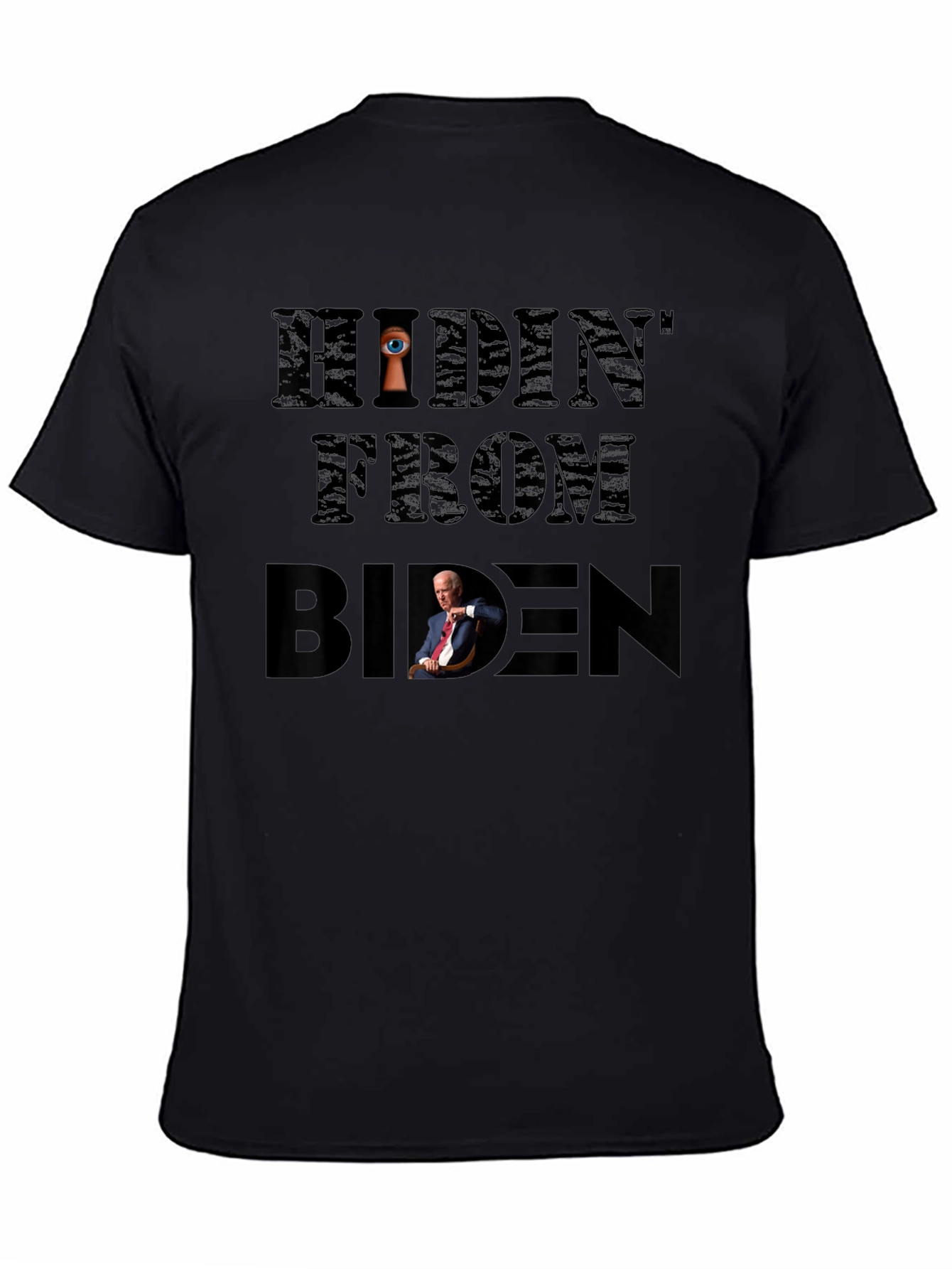 Black Hidin' From Biden Graphic T-Shirt view 4