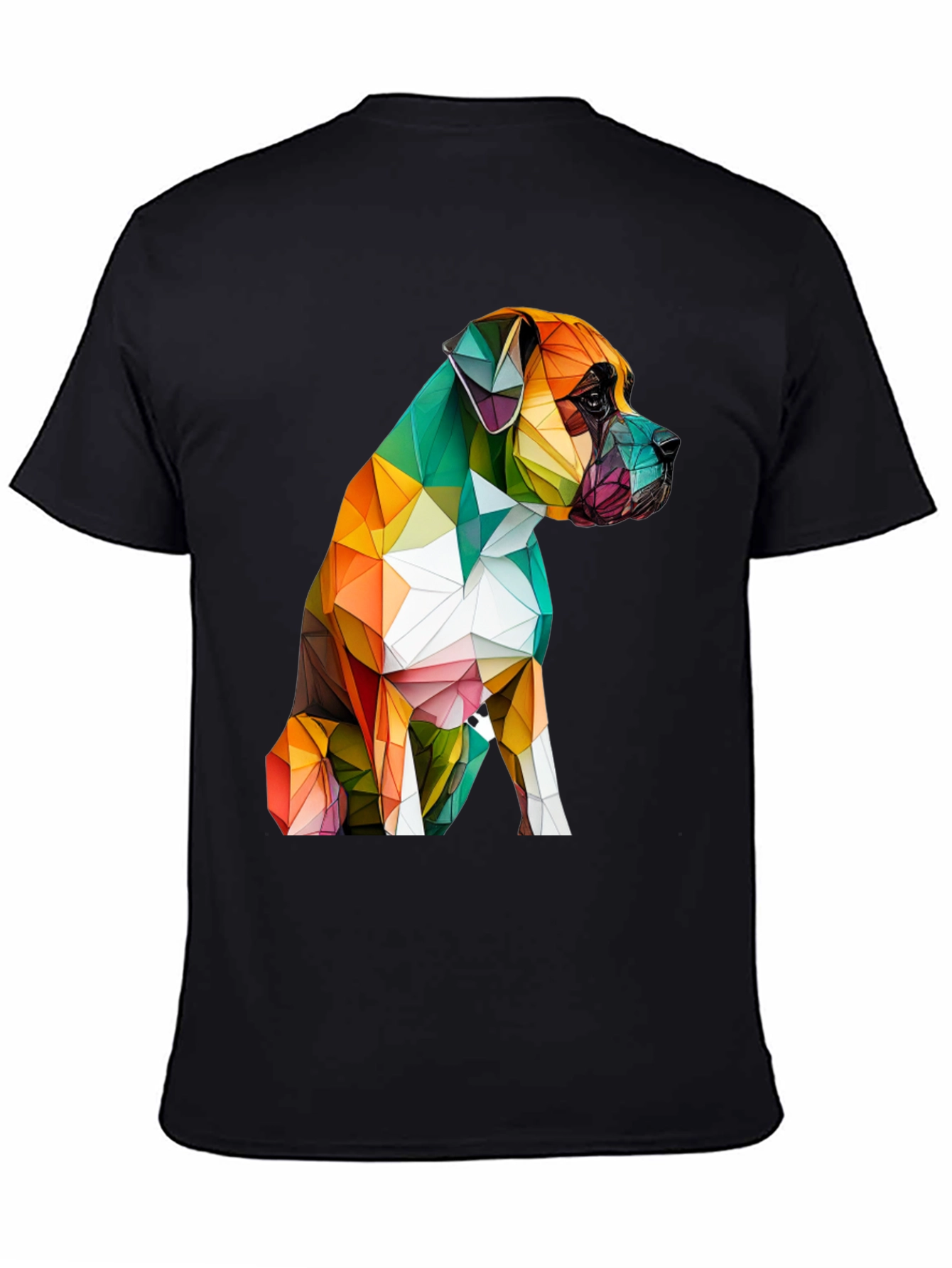Black Geometric Dog Graphic Tee - Modern Art Shirt view 4