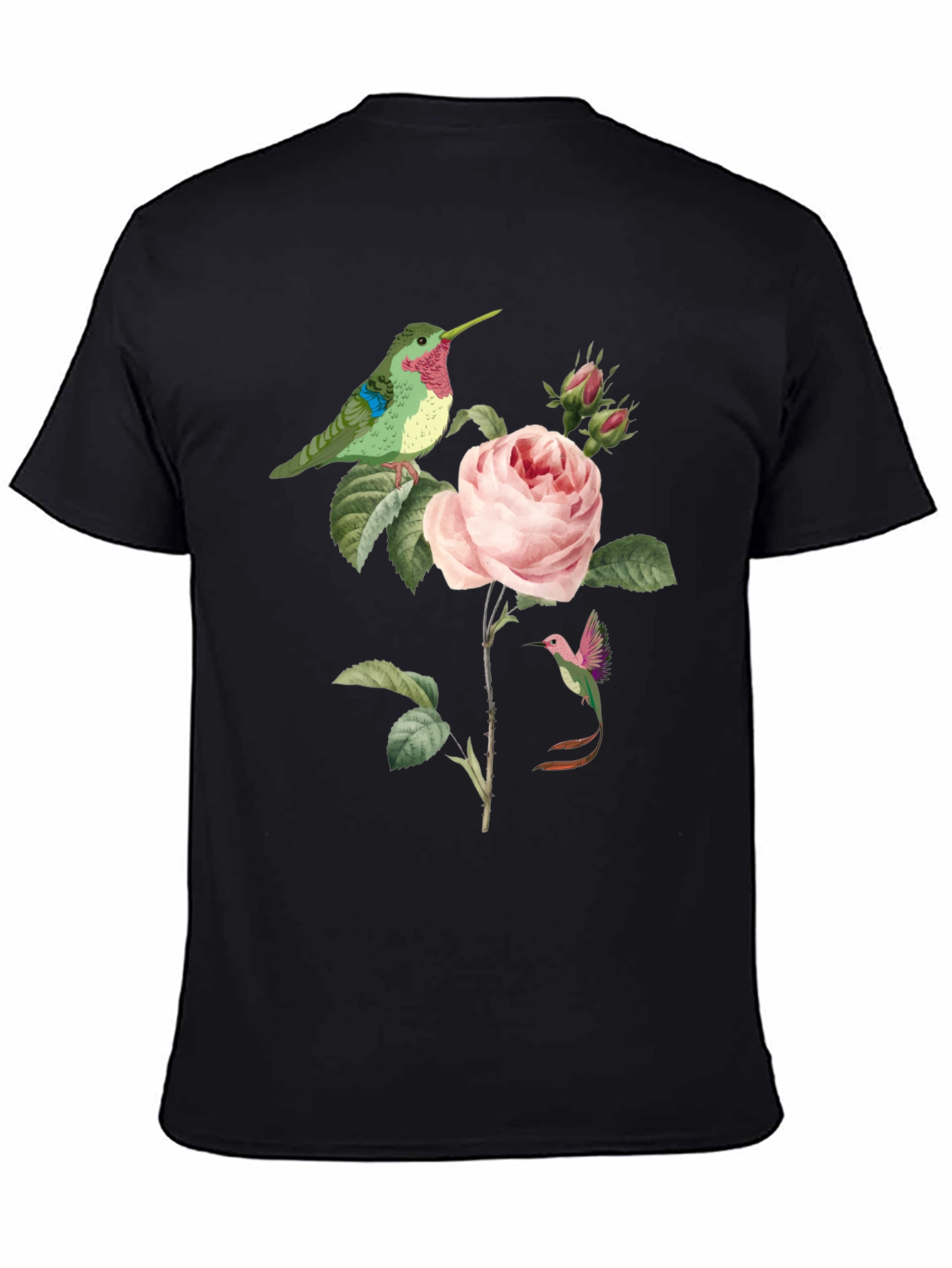 Black Hummingbird & Rose Graphic Tee view 4