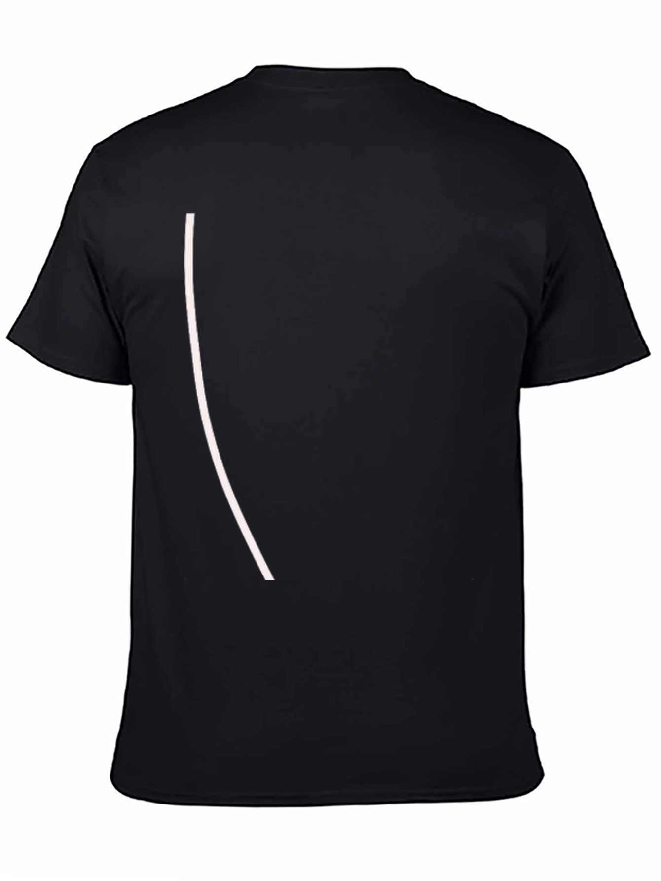Black Black Crew Neck T-Shirt with Unique Stripe Design view 4