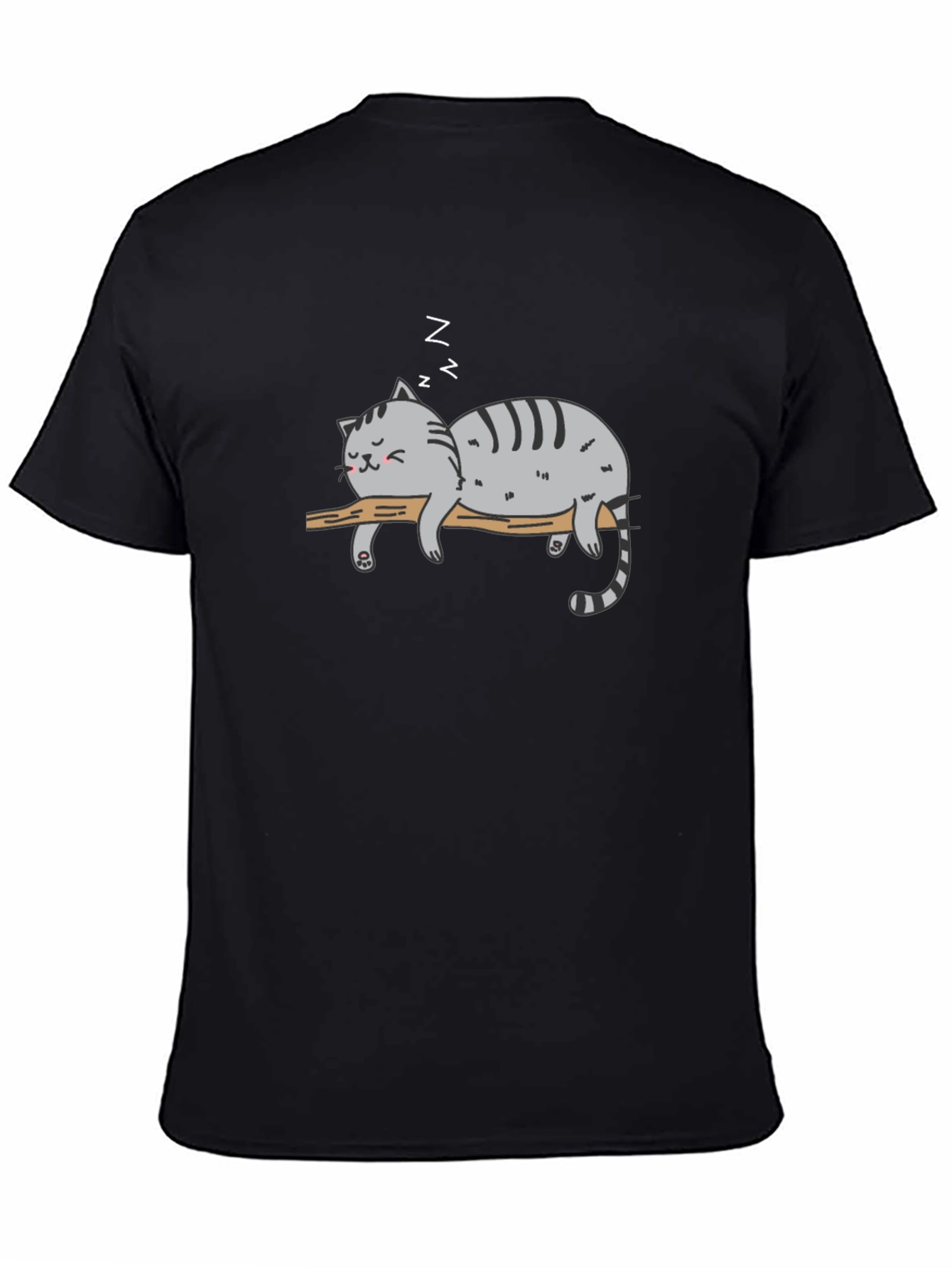 Black Lazy Cat Nap T-Shirt - Relaxed Graphic Tee view 4