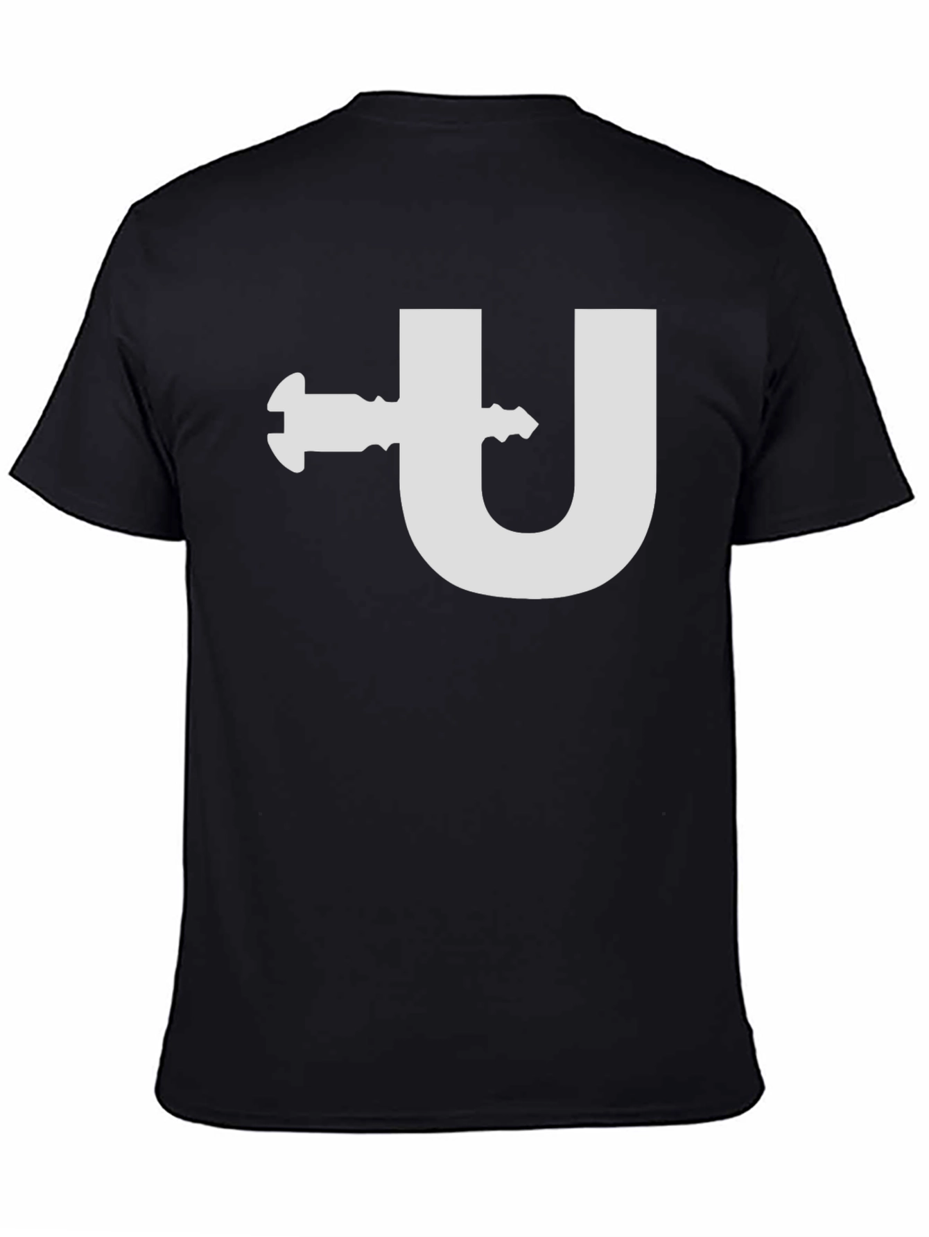 Black Funny U Clamp T-Shirt - Black Cotton Tee view 4