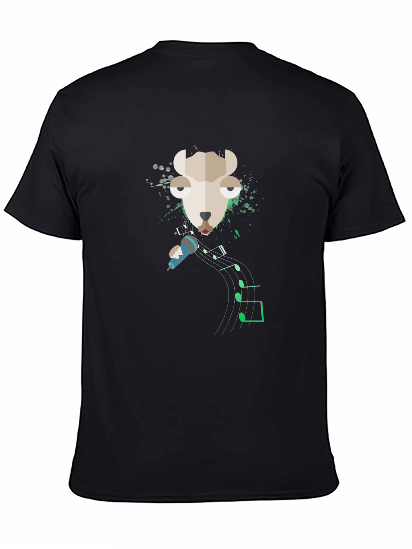 Black Singing Llama Graphic Tee - Cool Musical Design view 4