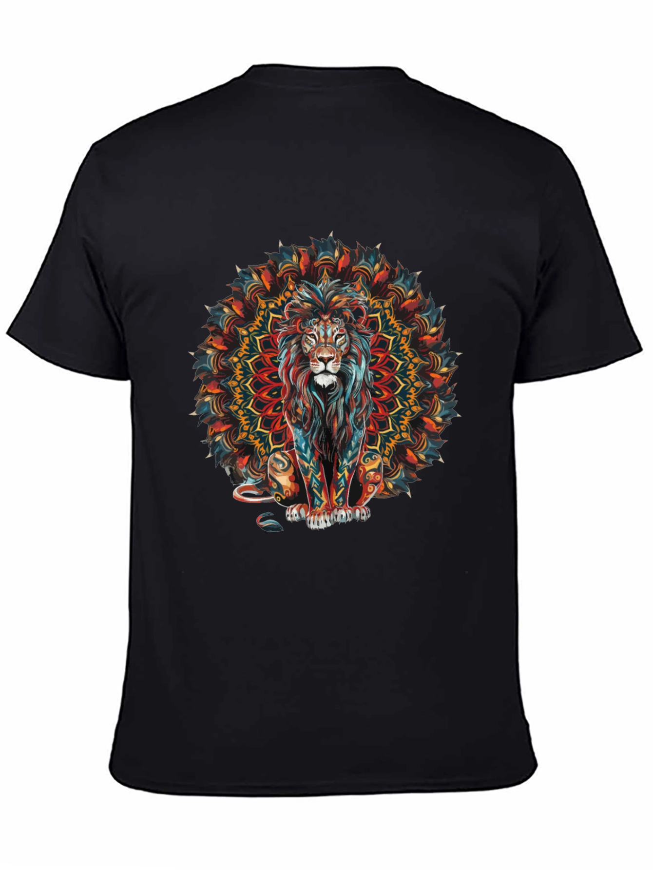 Black Lion Mandala Graphic Black T-Shirt view 4