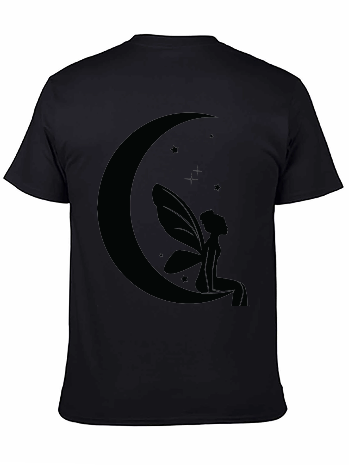 Black Moon Fairy Graphic Tee - Black Cotton Comfort view 4