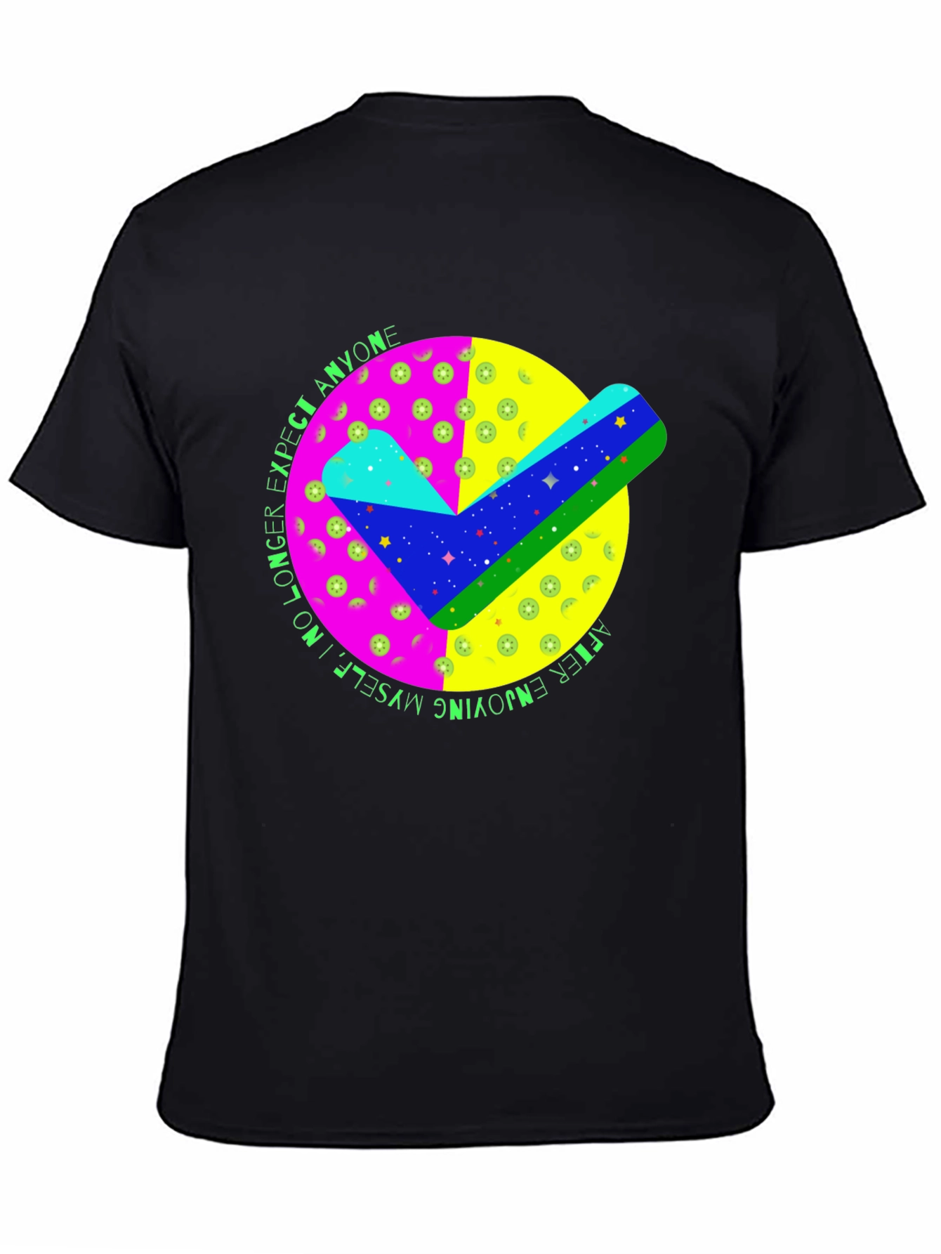 Black Colorful Check Mark Graphic T-Shirt view 4