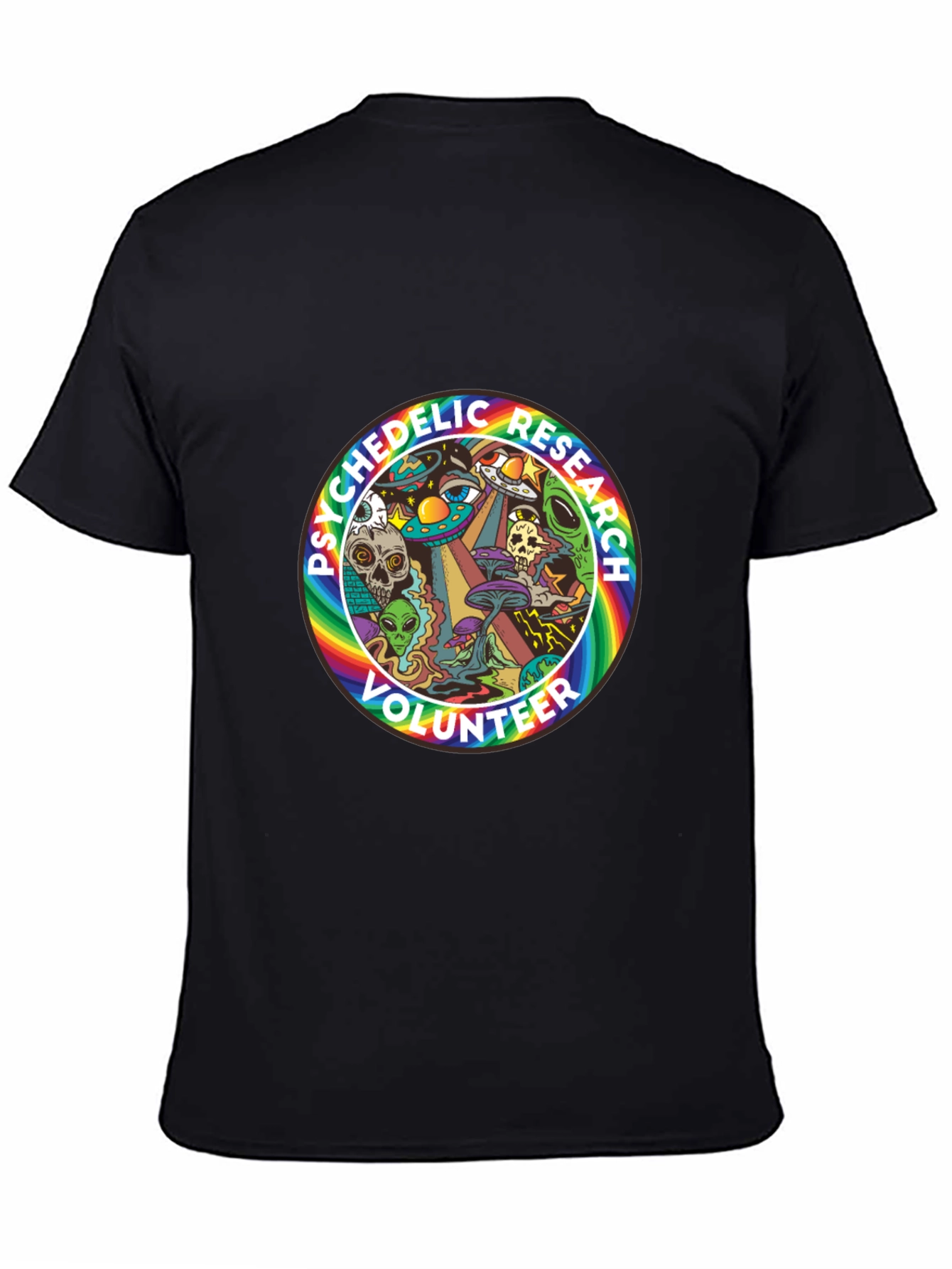 Black Psychedelic Research Volunteer T-Shirt - Black Cotton view 4