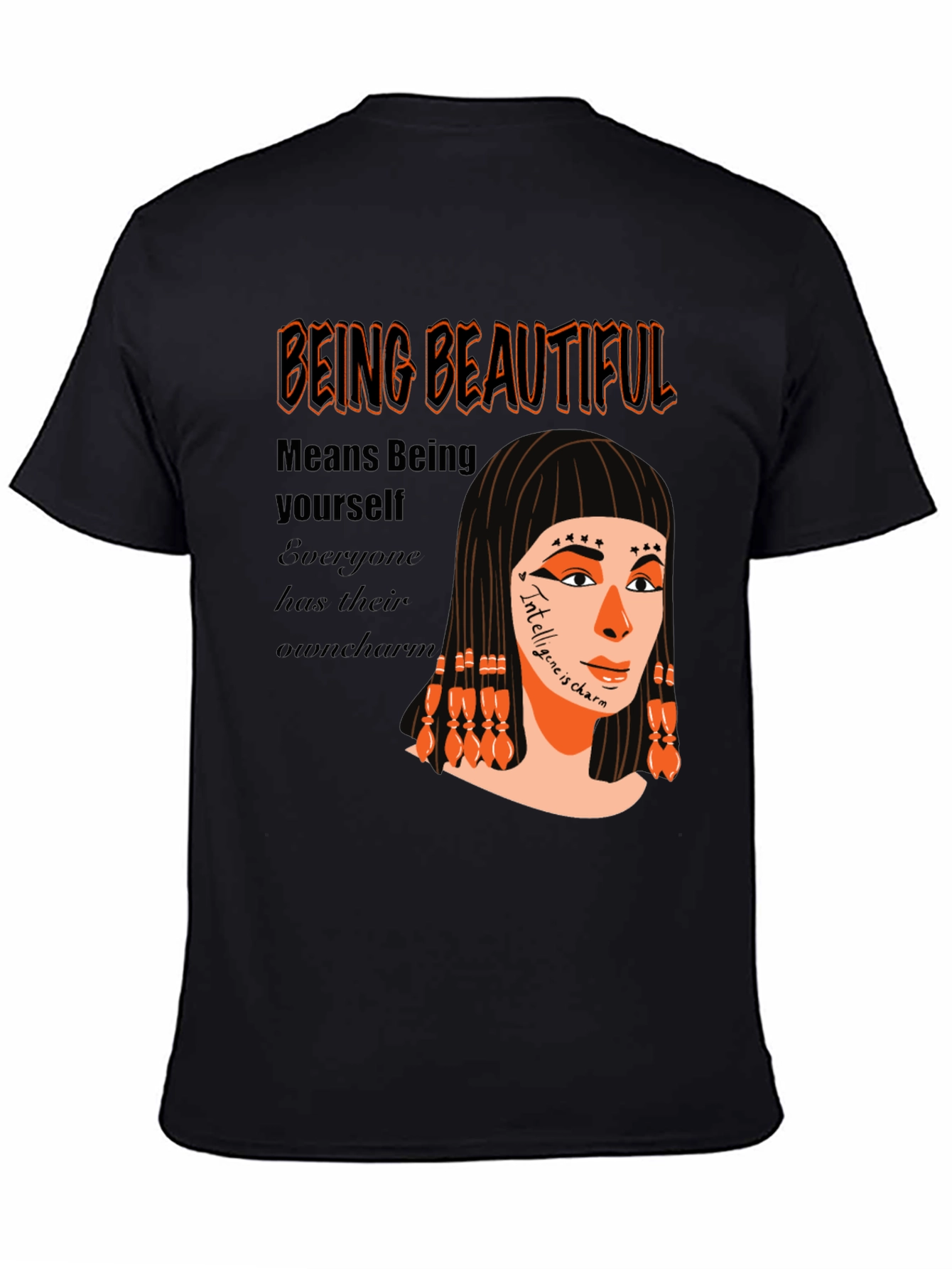 Black Unique Graphic T-Shirt - "Being Beautiful" Design view 4