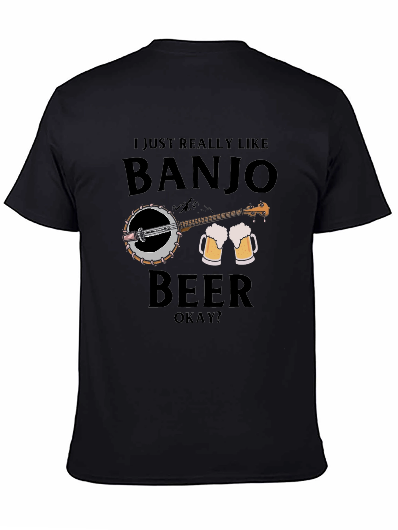 Black Banjo and Beer Graphic T-Shirt view 4