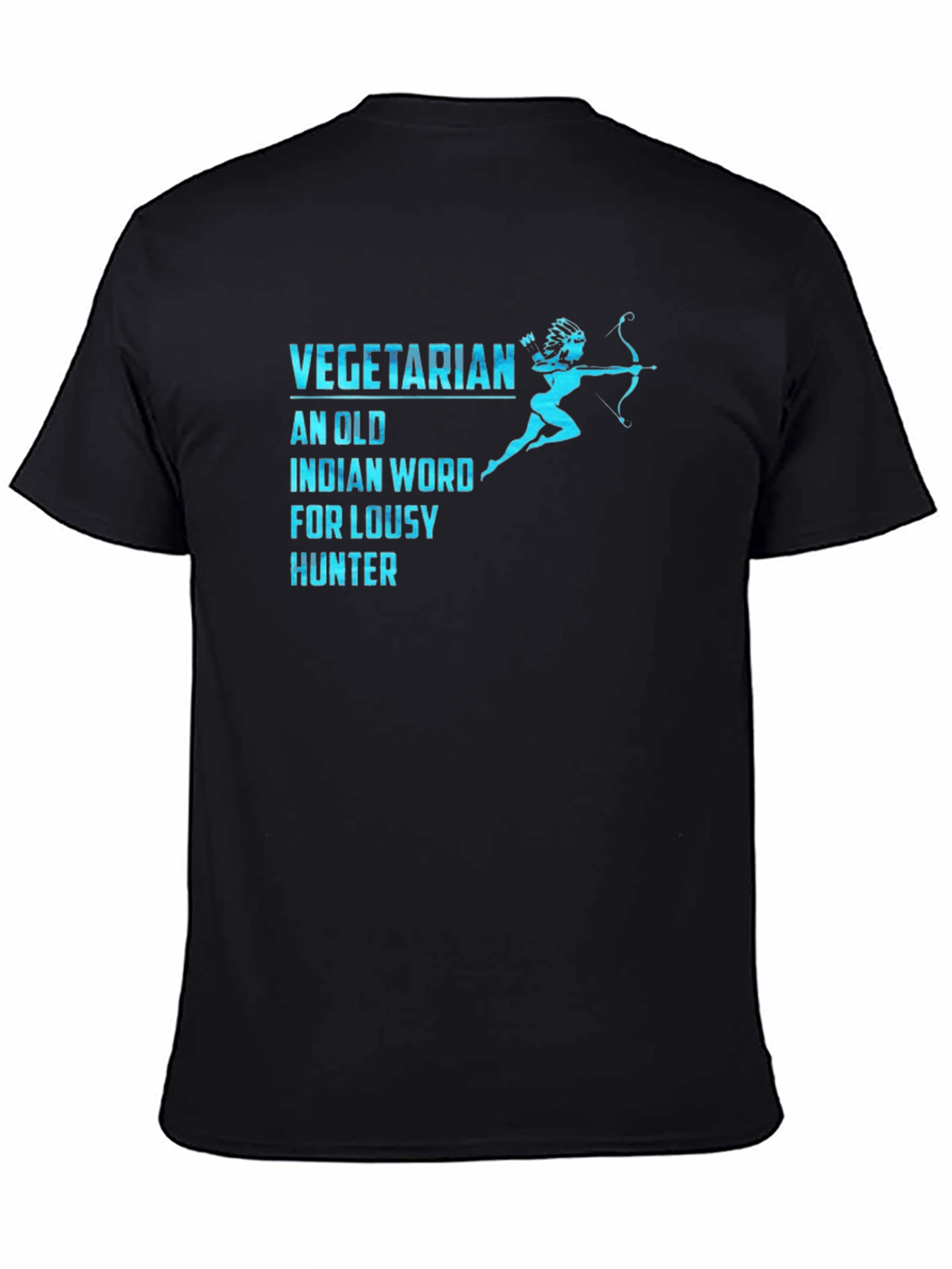 Black Vegetarian Lousy Hunter Funny Graphic T-Shirt view 4
