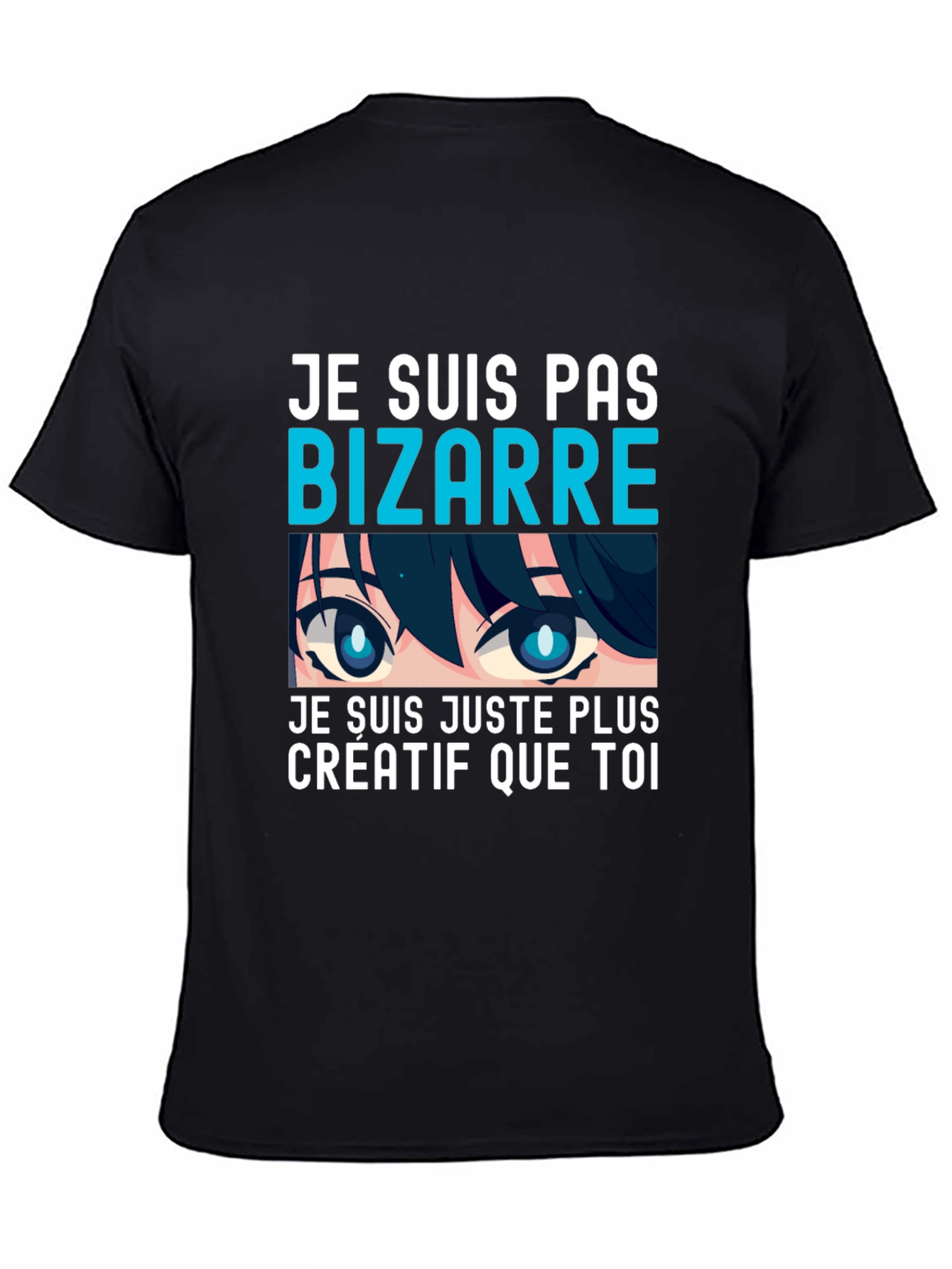 Black Creative Anime Eyes Graphic T-Shirt - Unique Tee view 4