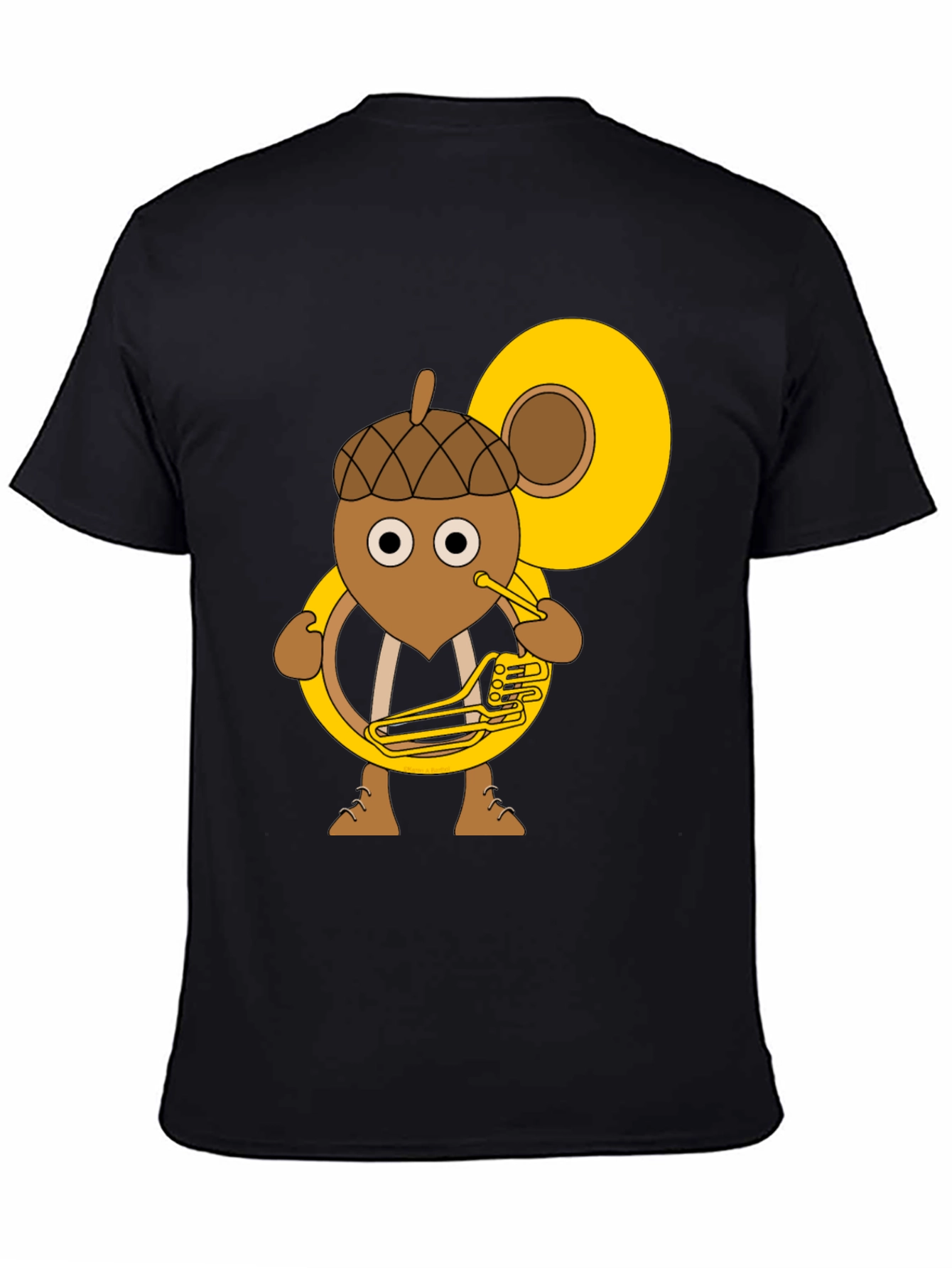 Black Acorn Tuba Player Black T-Shirt view 4