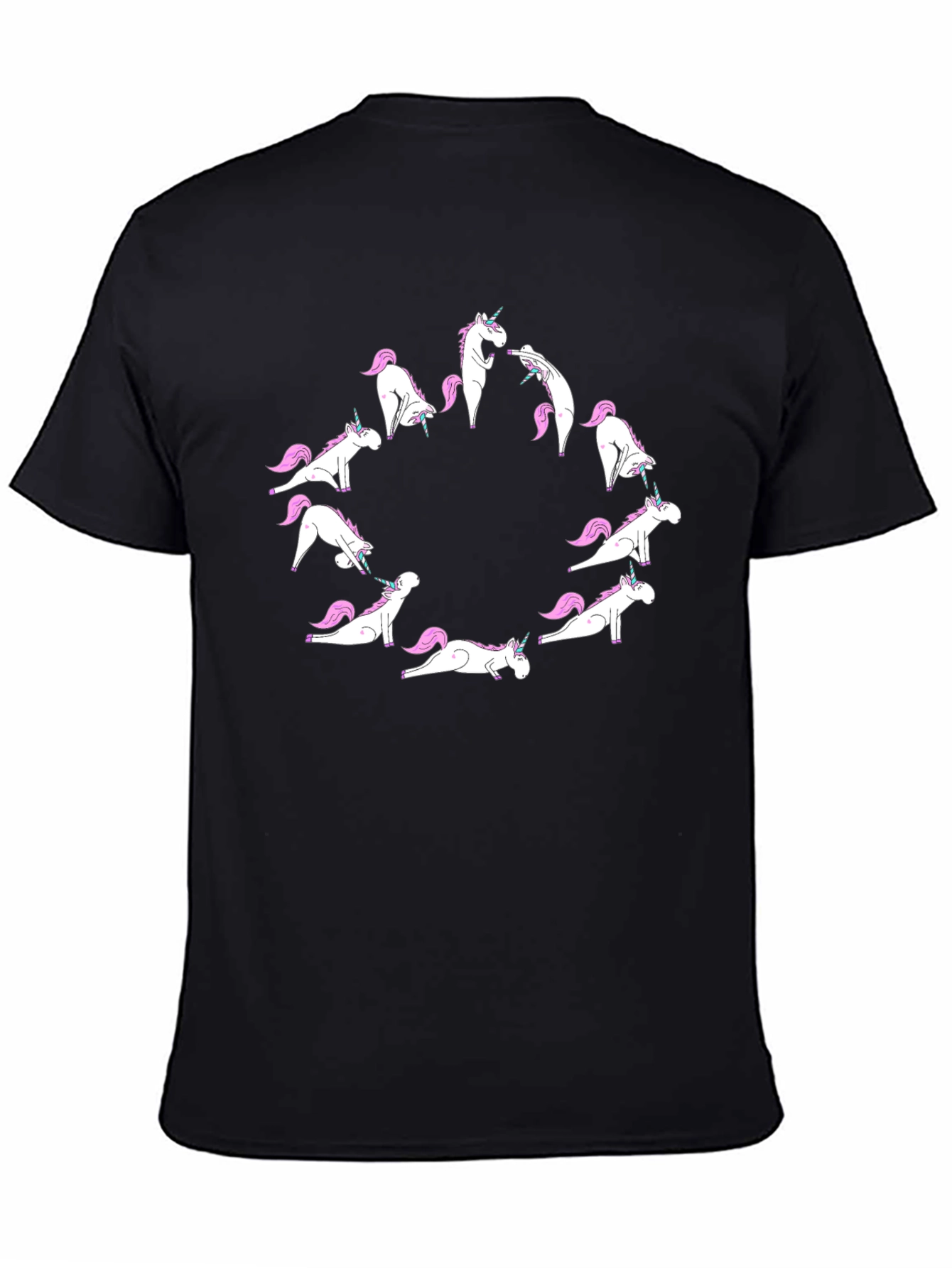 Black Yoga Unicorn Black T-Shirt view 4