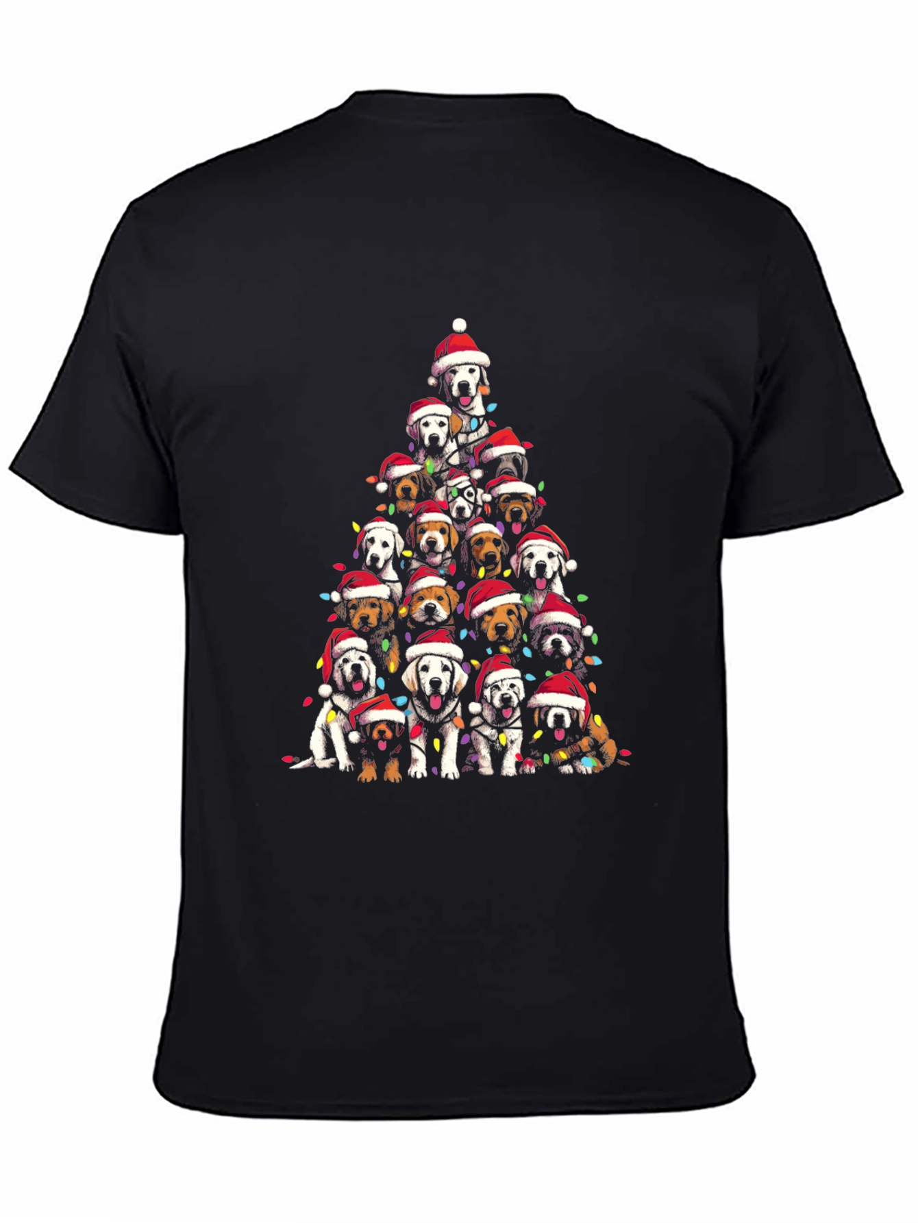 Black Dog Breed Christmas Tree T-Shirt view 4