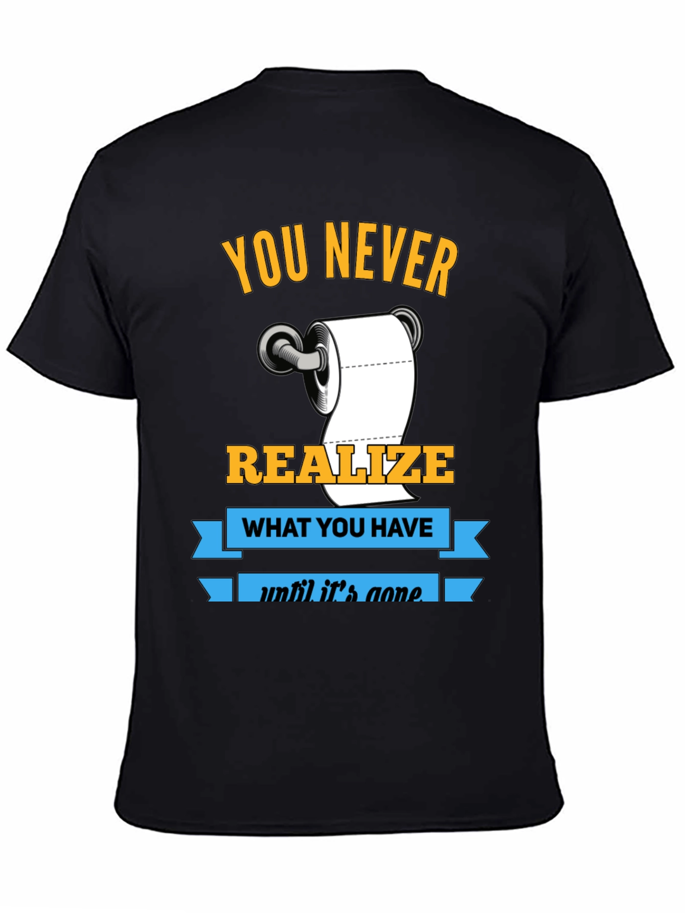 Black Funny Toilet Paper Graphic T-Shirt view 4