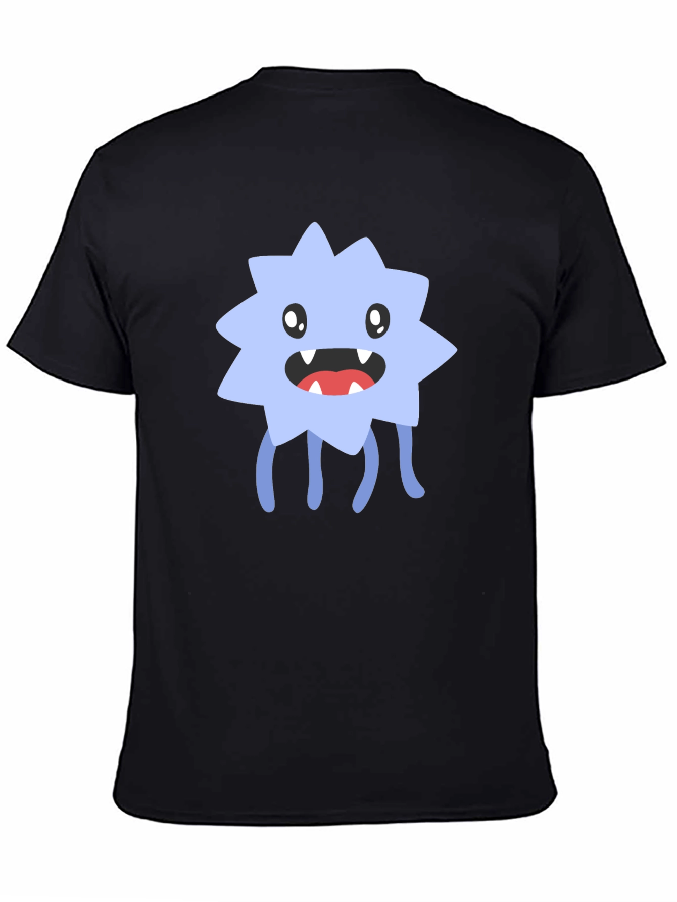 Black Funny Monster Graphic Tee - Black Cotton Blend T-Shirt view 4