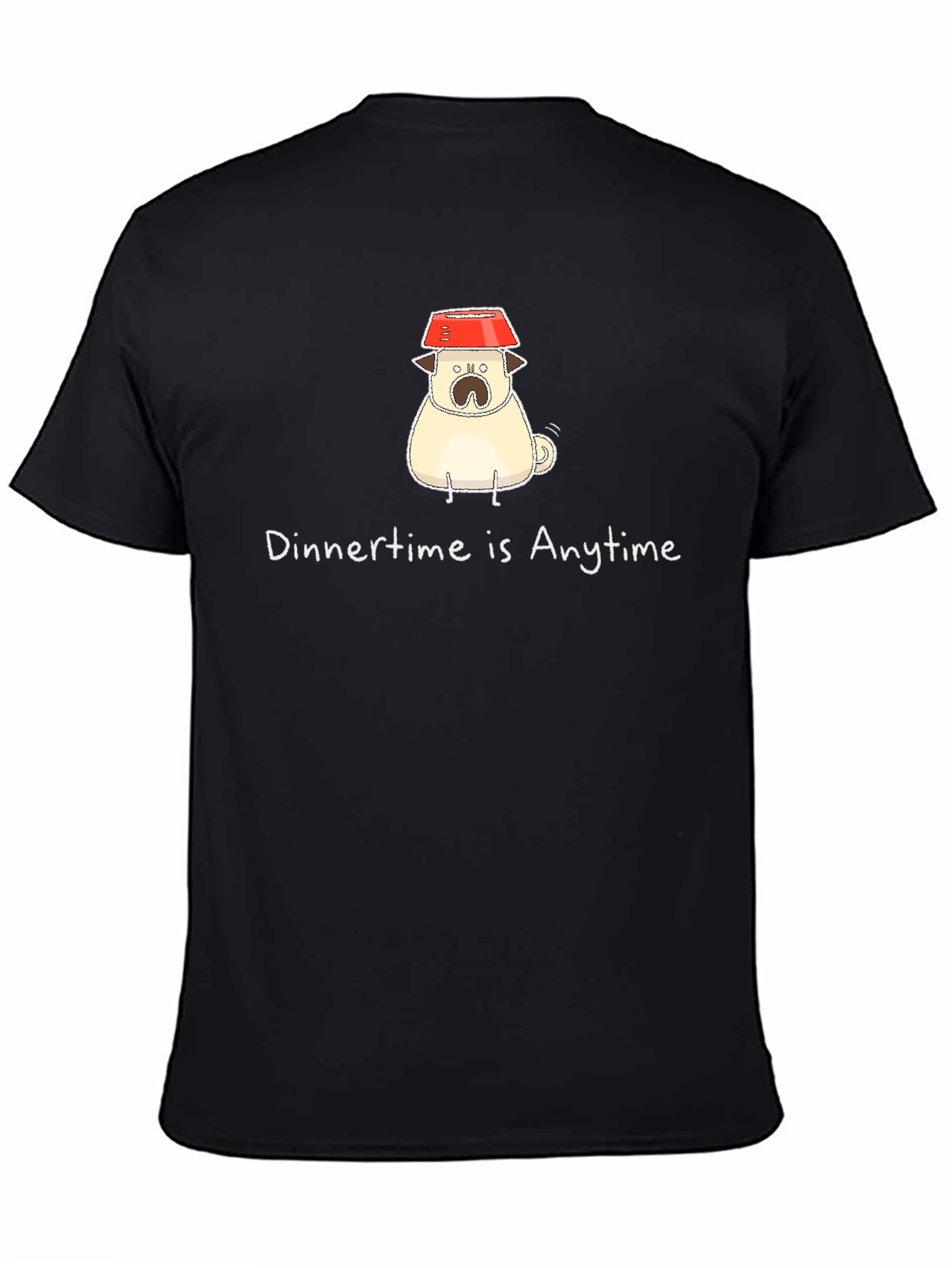 Black Dinner Time Pug T-Shirt - Anytime is Dinner Time! view 4