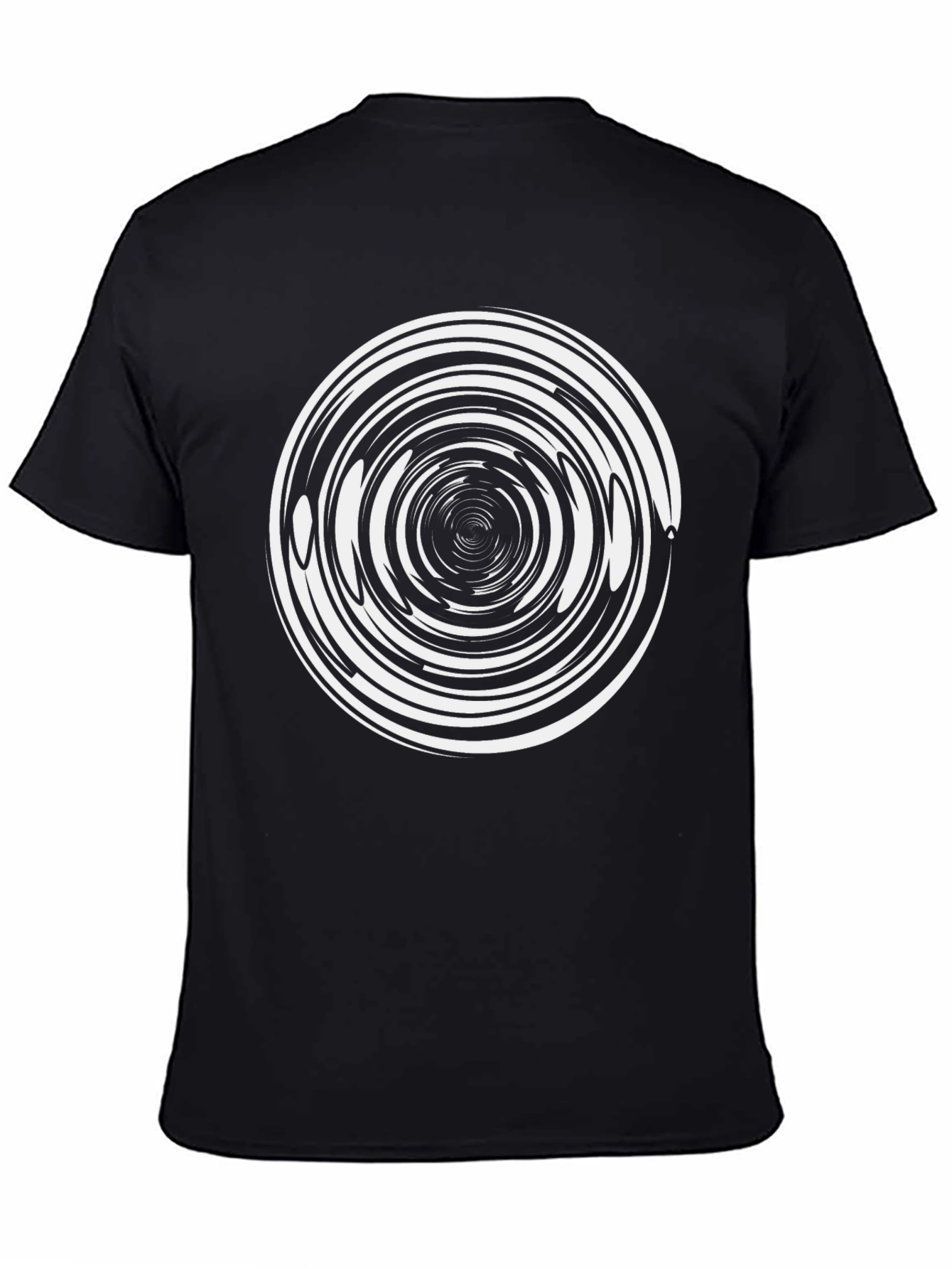 Black Hypnotic Swirl Graphic Black T-Shirt view 4