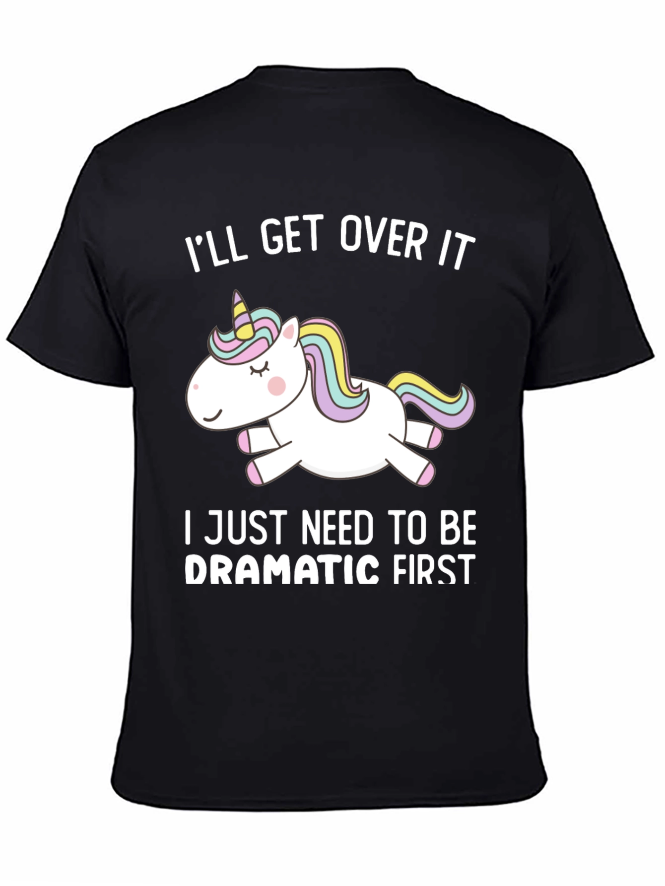 Black Dramatic Unicorn T-Shirt - Funny Graphic Tee view 4