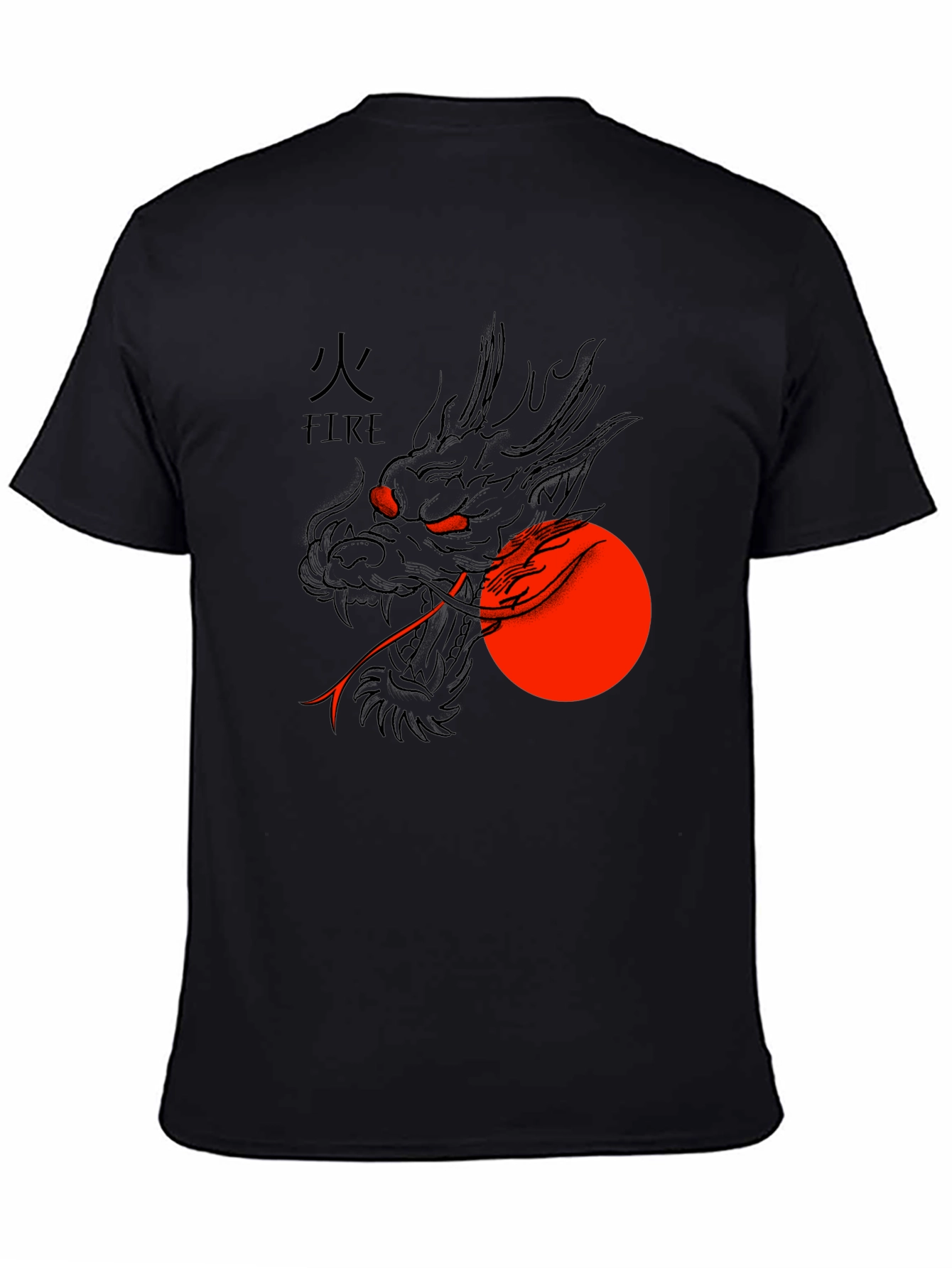 Black Dragon Fire Graphic Tee - Black Cotton Blend view 4
