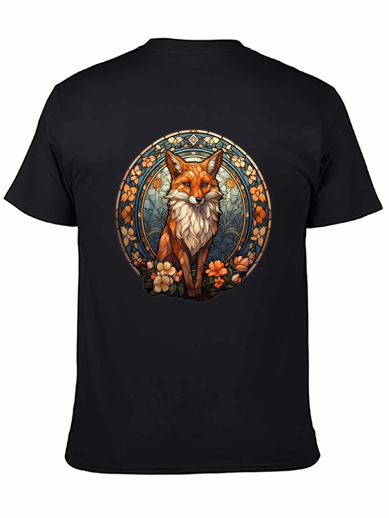 Black Fox Art T-Shirt - Black Cotton Blend view 4