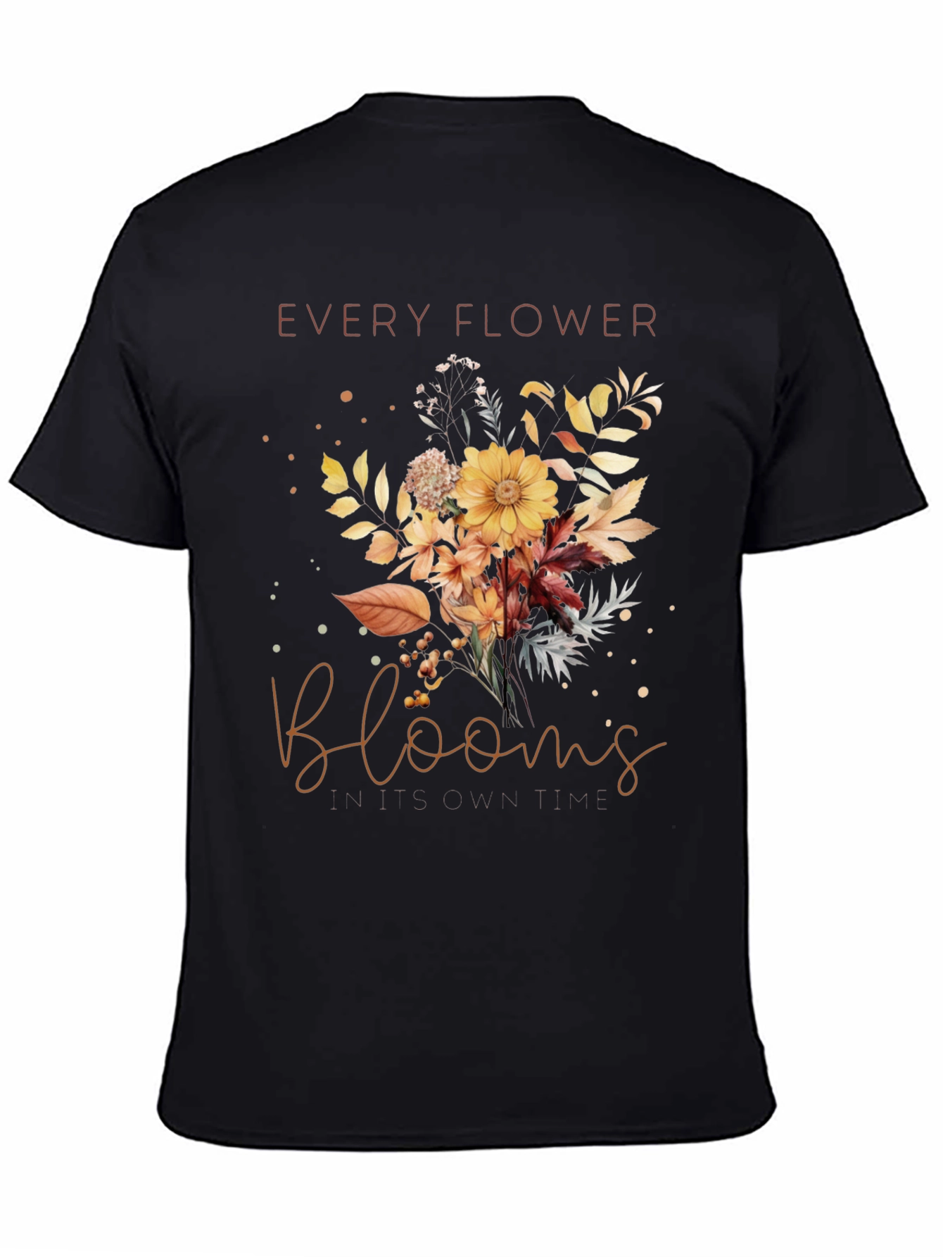 Black Every Flower Blooms T-Shirt - Floral Graphic Tee view 4