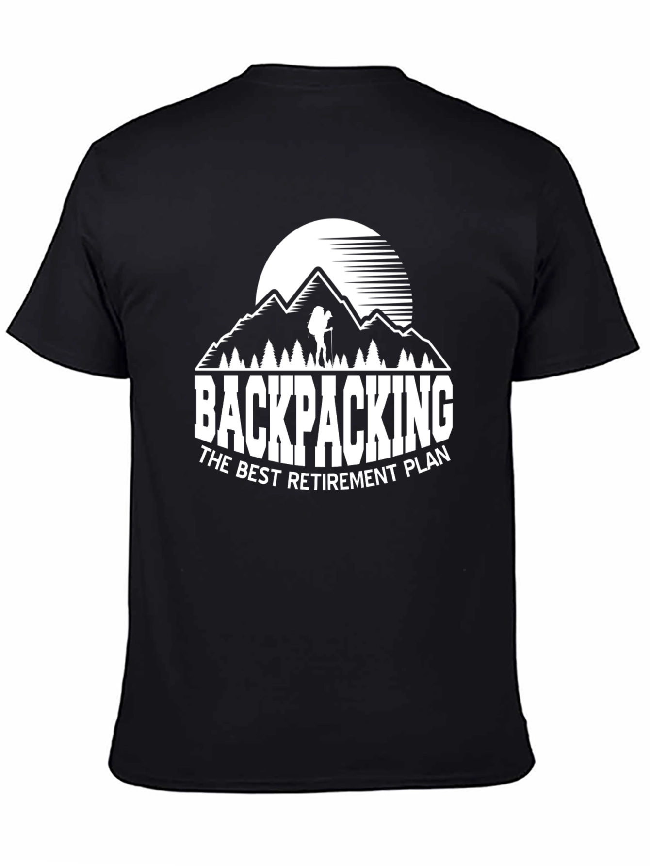 Black Backpacking Retirement T-Shirt - Black view 4