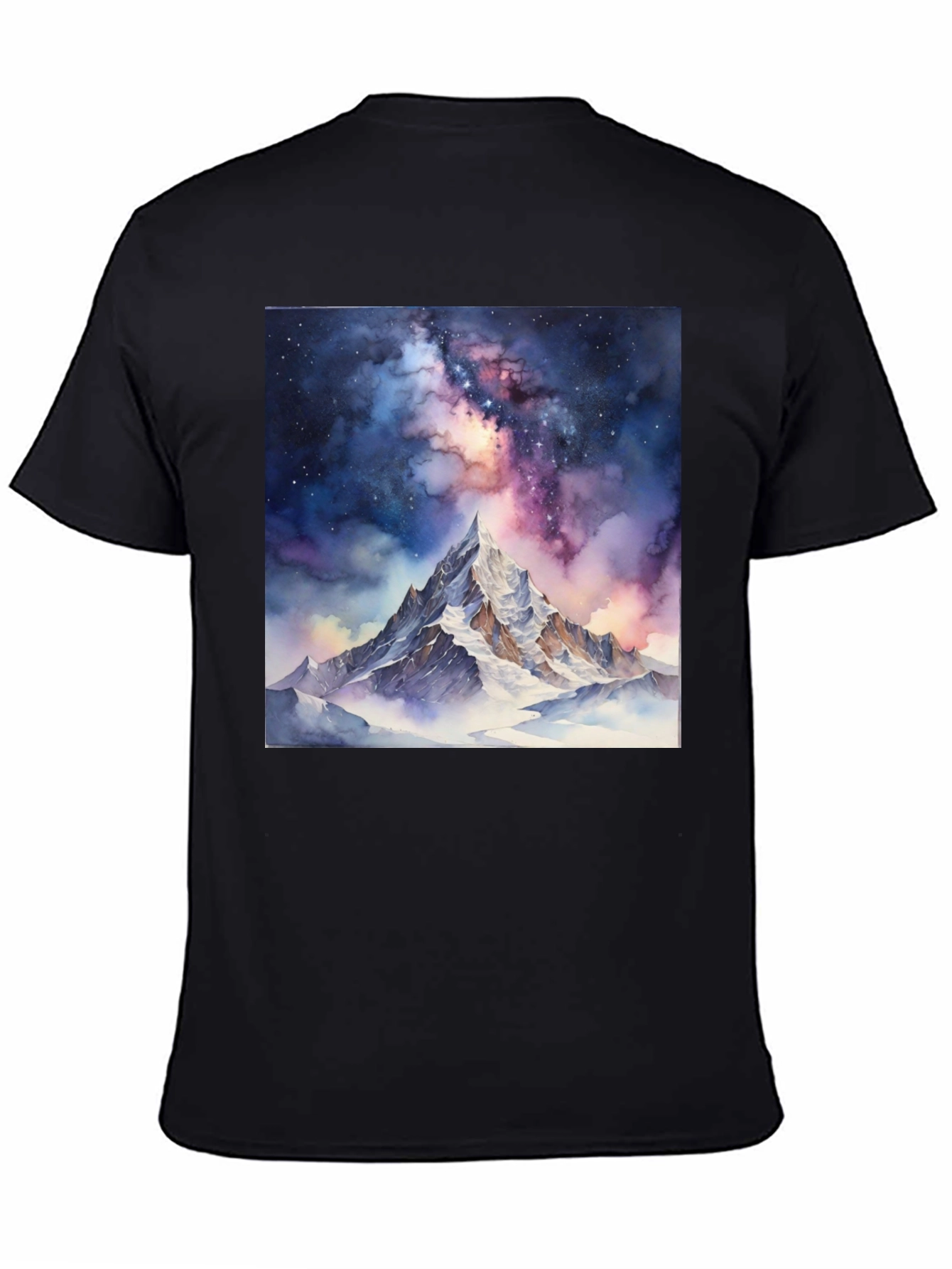Black Galaxy Mountain Tee - Black Cotton T-Shirt view 4