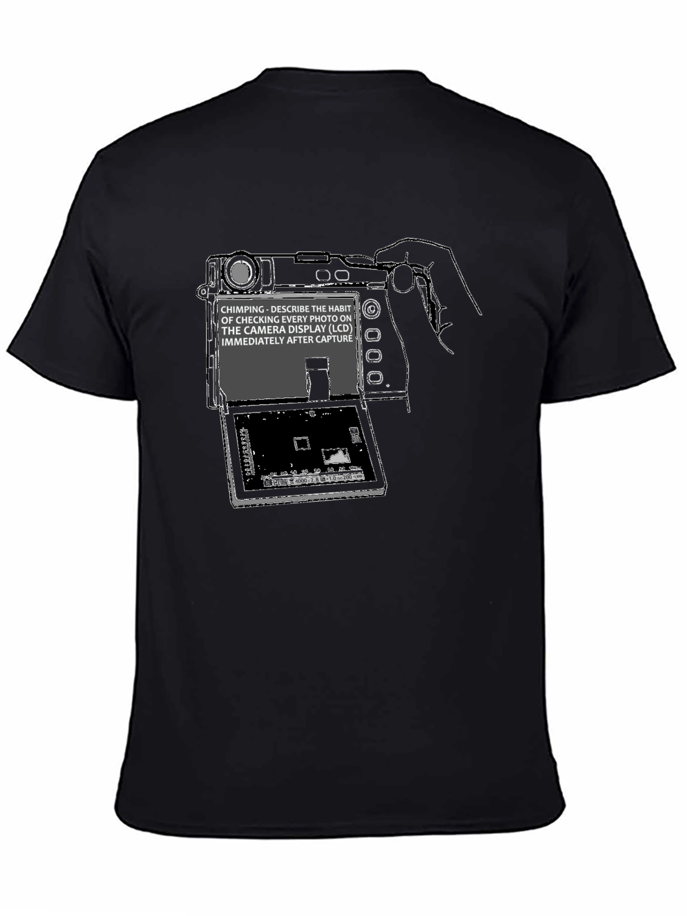 Black Chimping Camera Definition T-Shirt - Photographer Humor Tee view 4