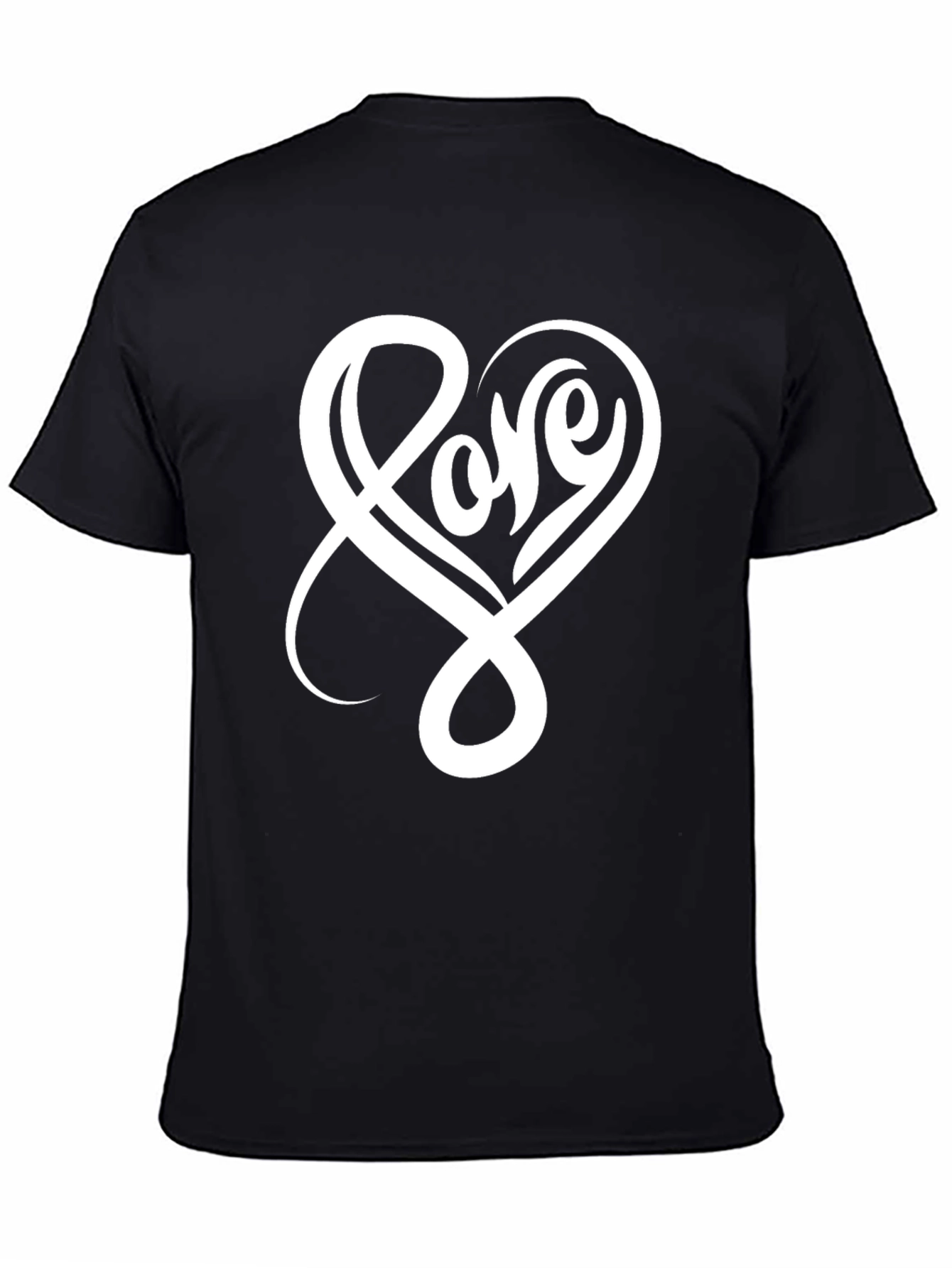 Black Love Heart Graphic Black T-Shirt view 4