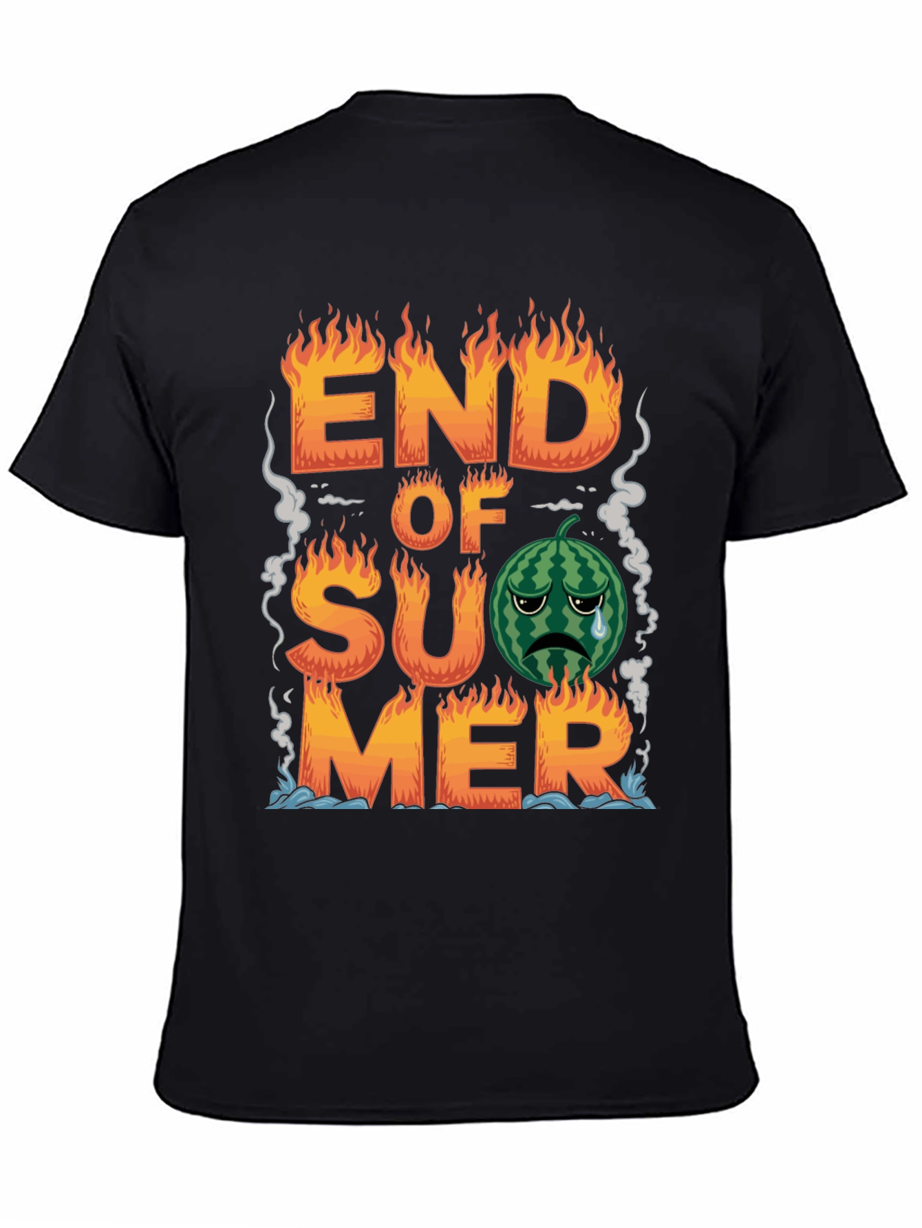 Black End of Summer T-Shirt - Sad Watermelon view 4