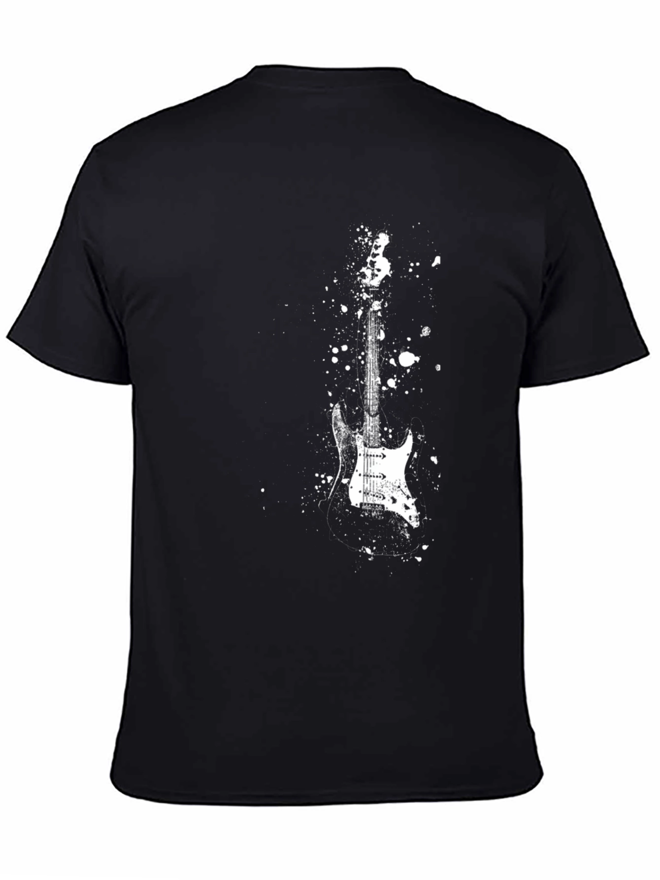 Black Guitar Splatter T-Shirt - Music Lover Tee view 4