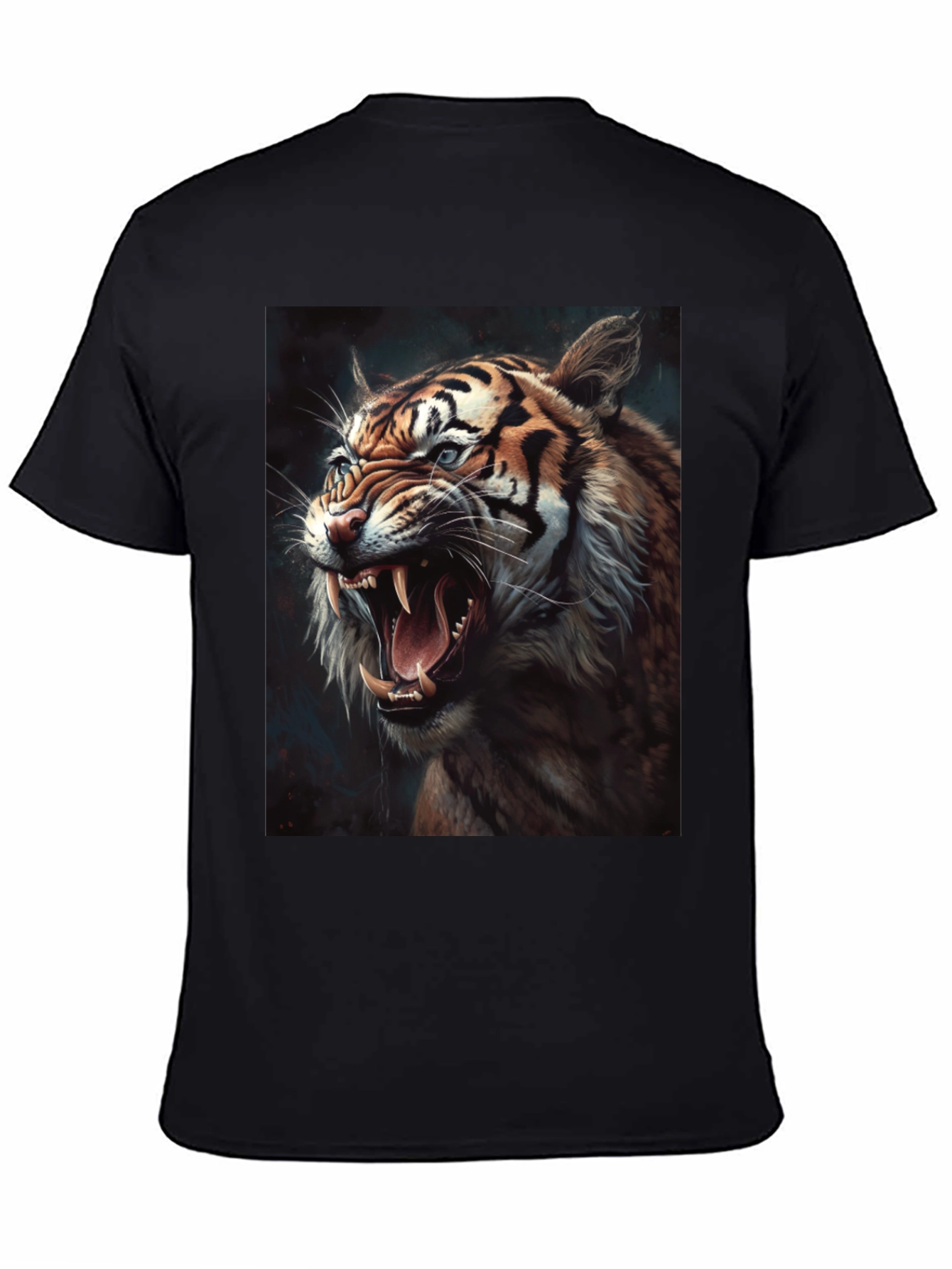 Black Tiger Graphic Print Crew Neck T-Shirt view 4
