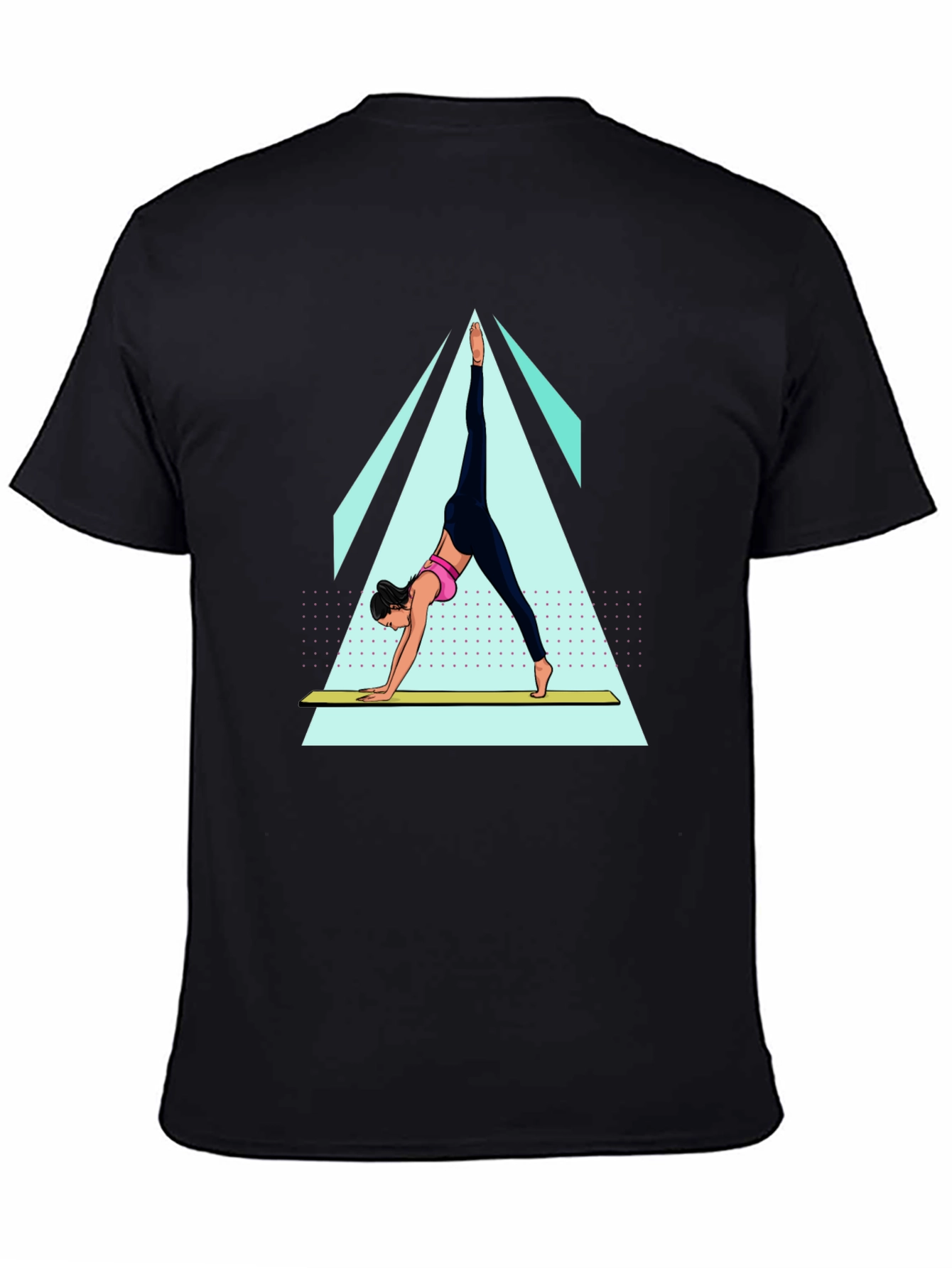 Black Yoga Pose Graphic Tee - Black Cotton Blend Shirt view 4