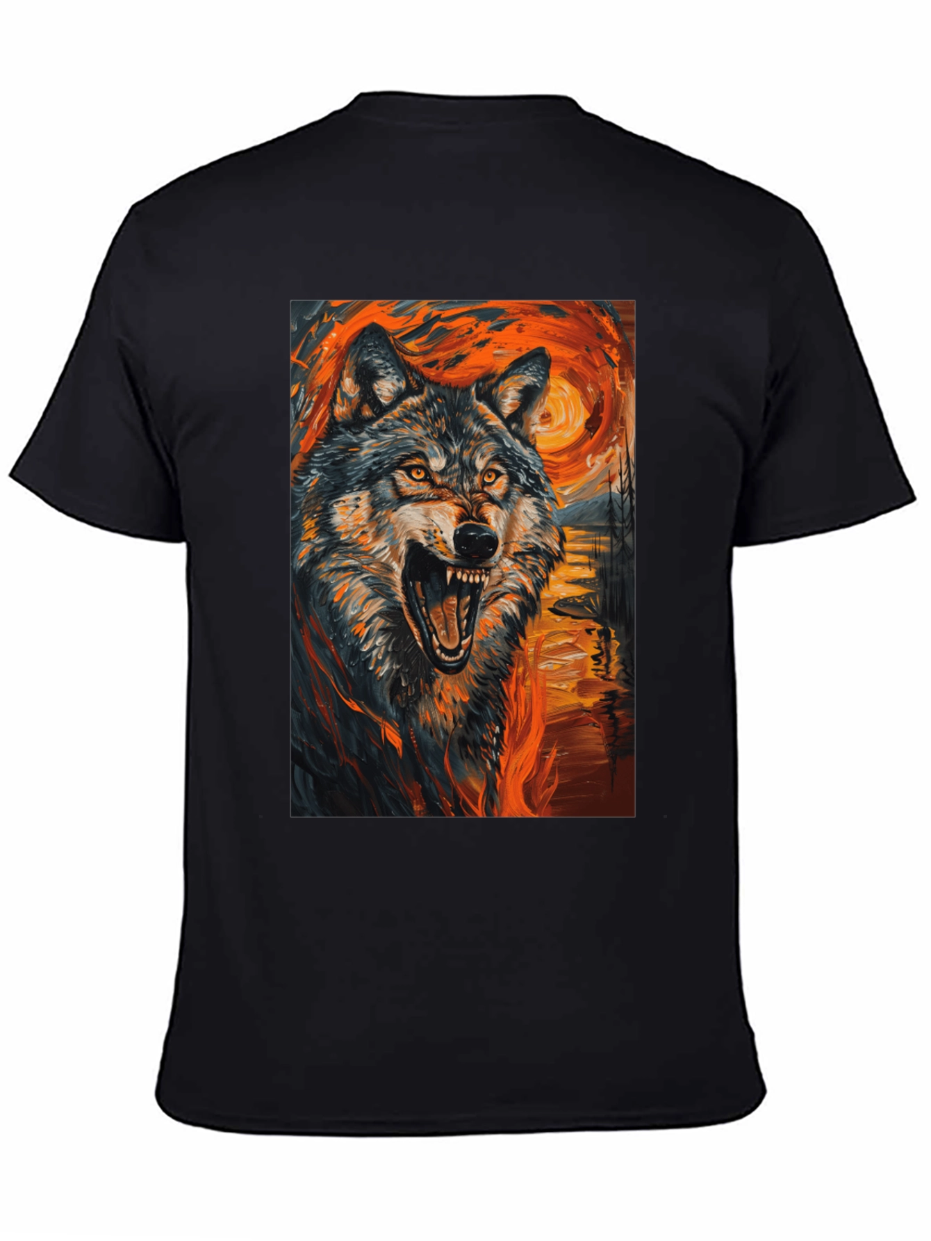 Black Wolf Art T-Shirt - Vibrant Graphic Tee view 4