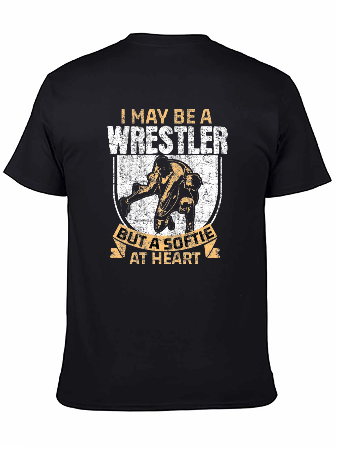 Black I May Be A Wrestler Softie at Heart Graphic Tee view 4
