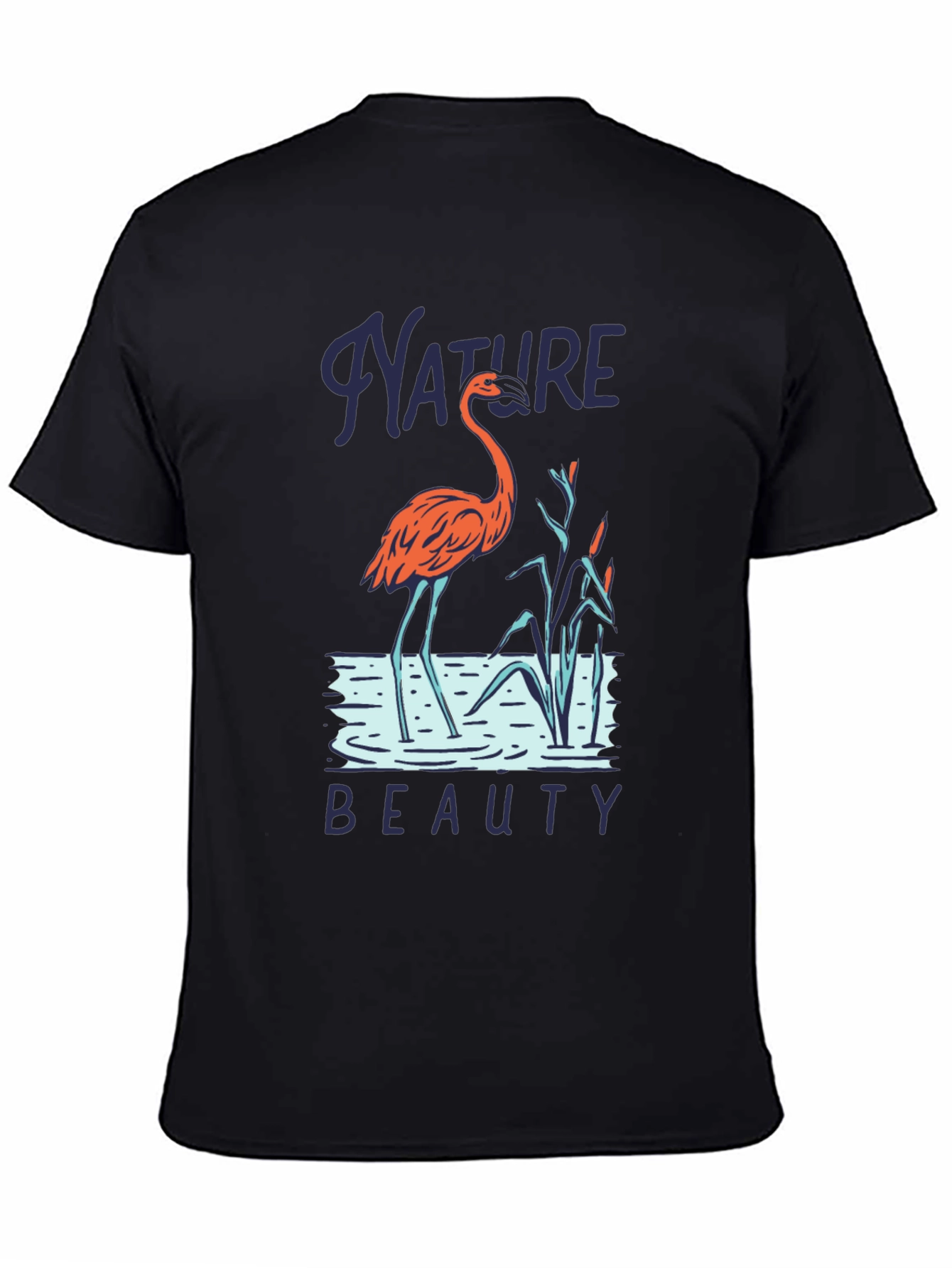 Black Nature Beauty Flamingo T-Shirt view 4