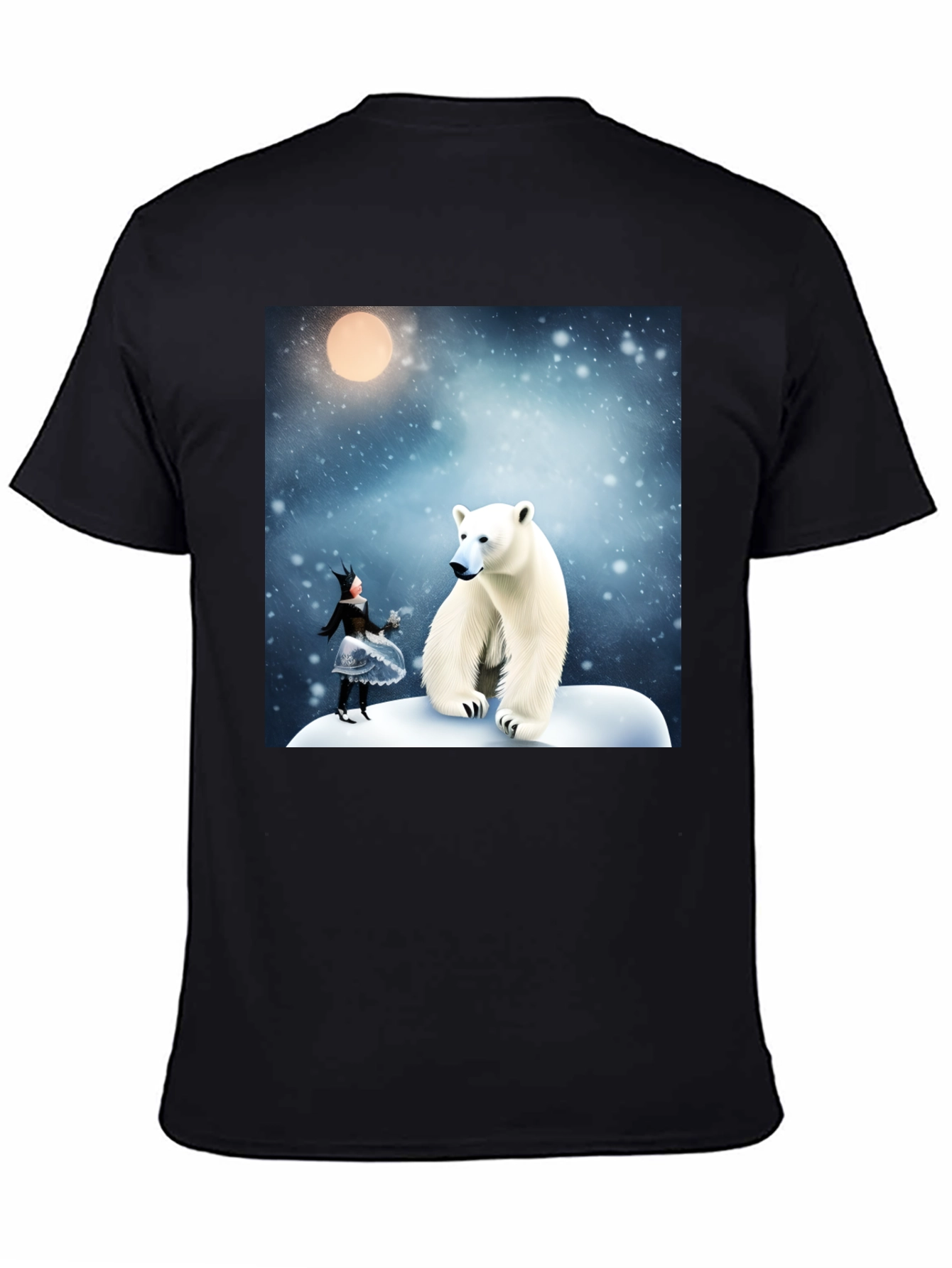 Black Winter Wonderland Polar Bear Graphic Tee view 4
