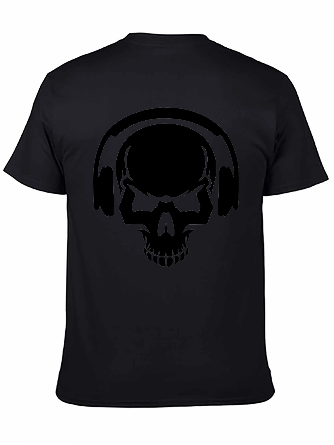 Black Skull Headphones Graphic Tee - Black view 4